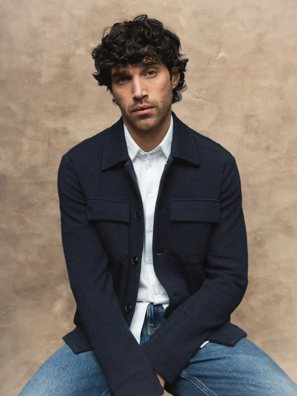 Mos Mosh MMGAustin Knit Overshirt Navy Herren