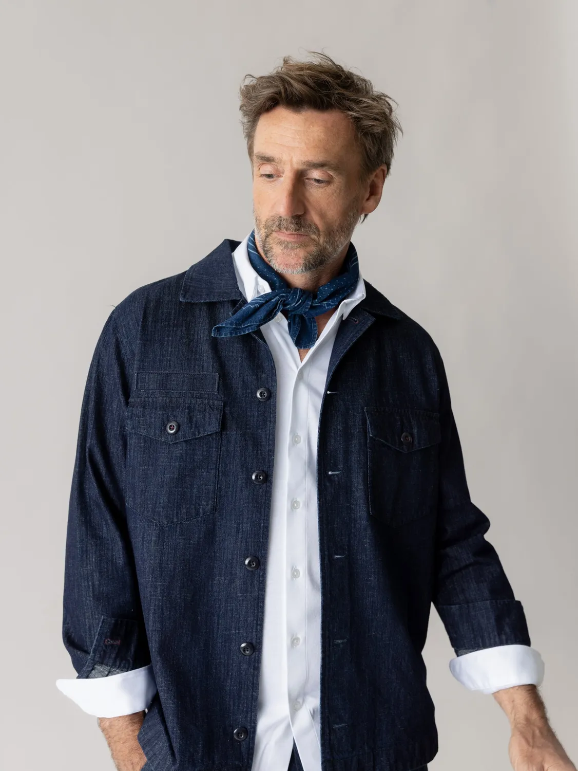 Mos Mosh MMGBird Chambray Halstuch Indigoblau Paisley