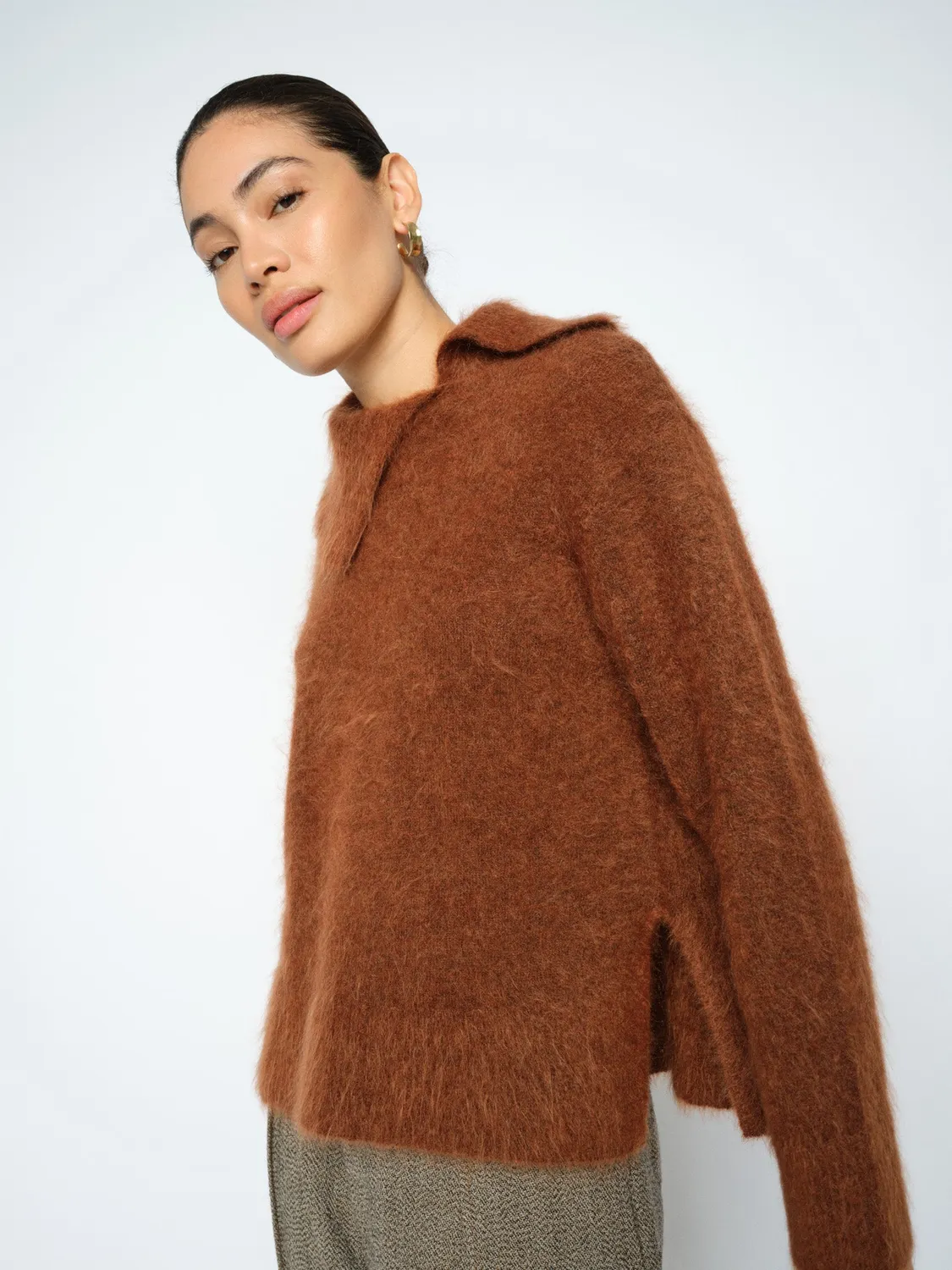 Mos Mosh Katri Alila Mohair Pullover Downtown Brown