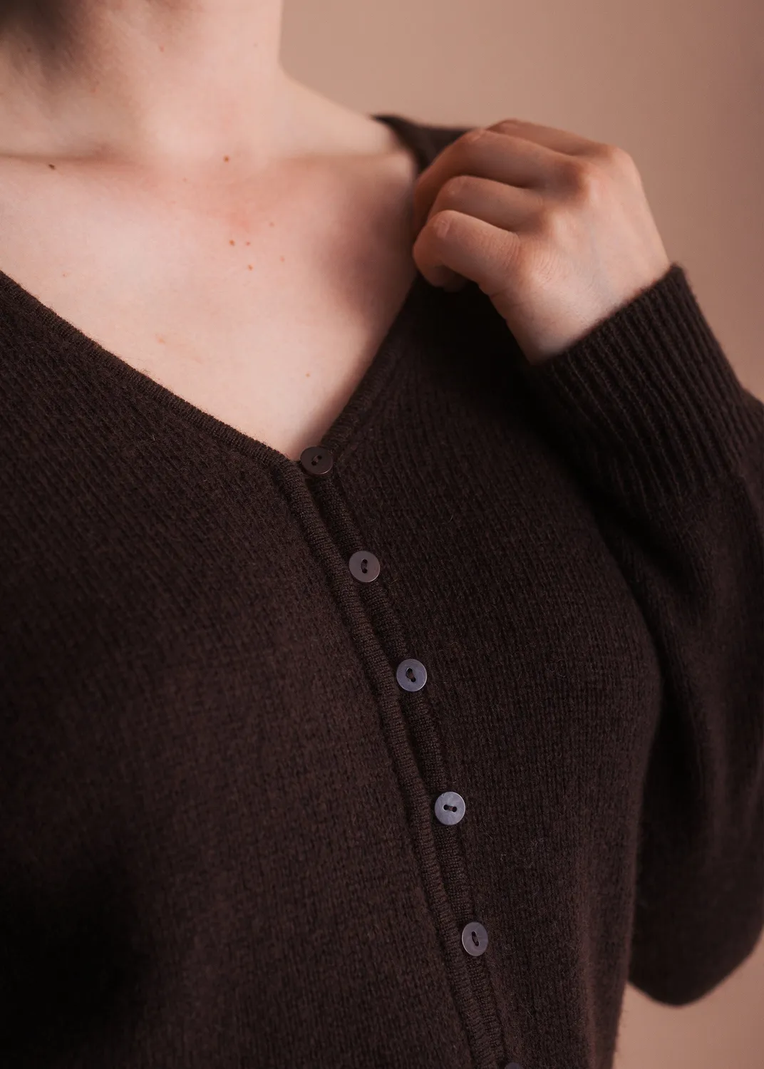 Senatex Strickjacke Wolle-Kaschmir Cardigan Choco