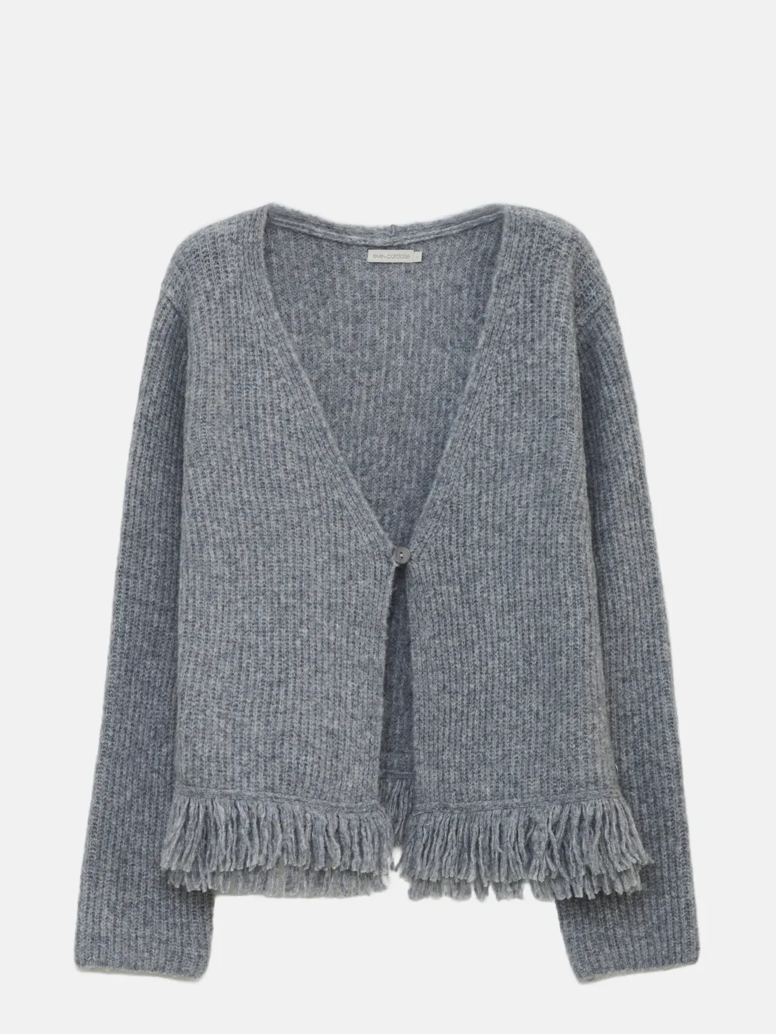 Senatex Strickjacke mit Fransen Cardigan Silver Woll-Yak-Mix