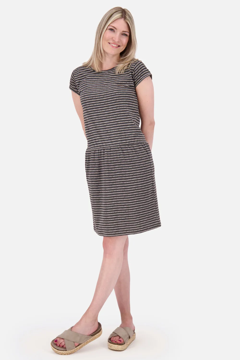 Alife & Kickin ShannaAK Z Kleid Schwarz Gestreift Jersey