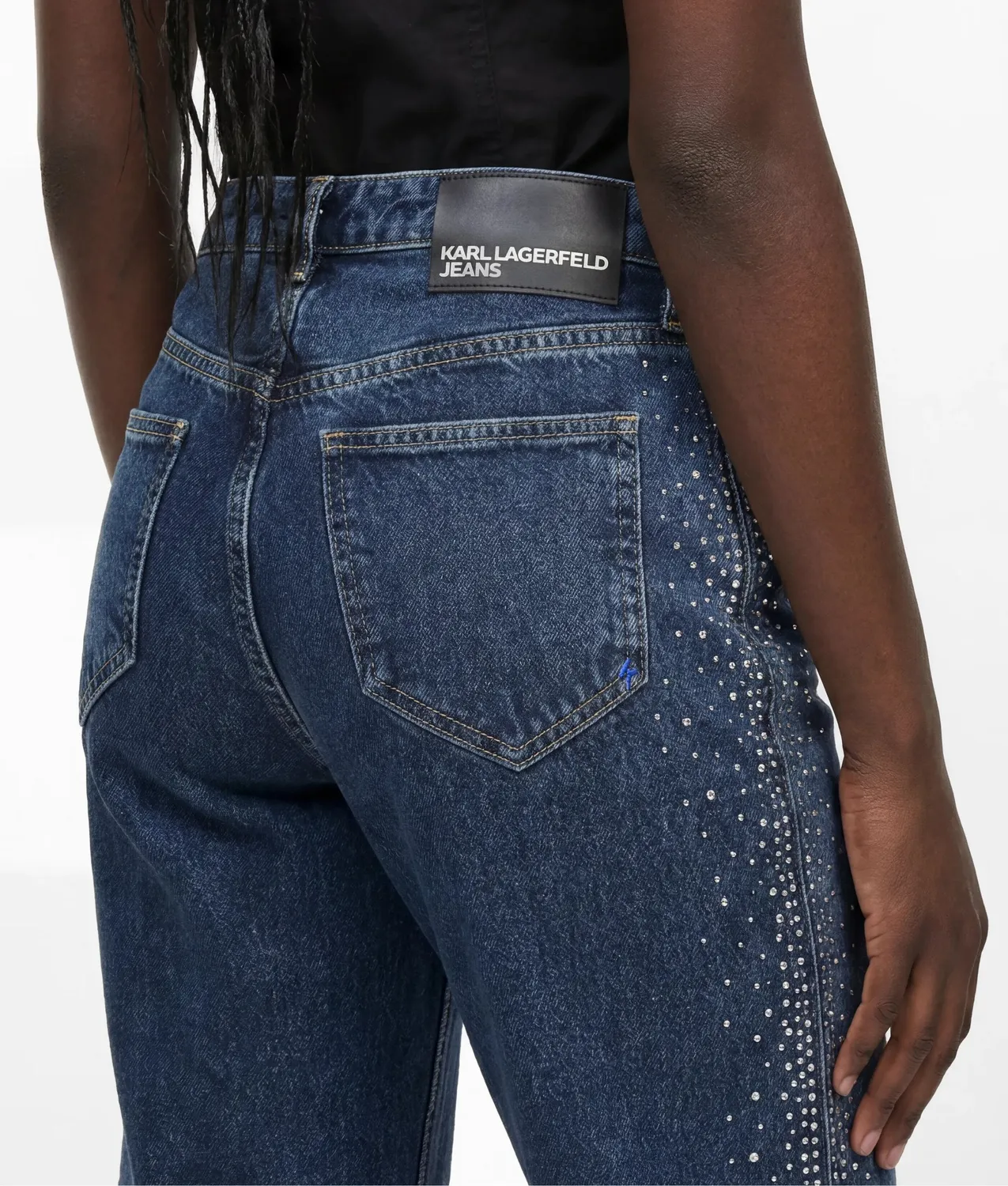 Karl Lagerfeld KL Jeans Rhinestone High-Rise Jeans W28 L30 Strass