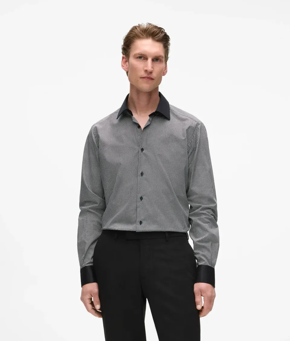 Karl Lagerfeld Modern-Fit Kontrastkragen Hemd tailliert