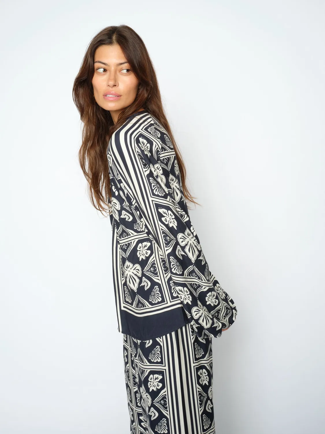 Mos Mosh MMMilkey Linocut Bluse Print mit Rundhals