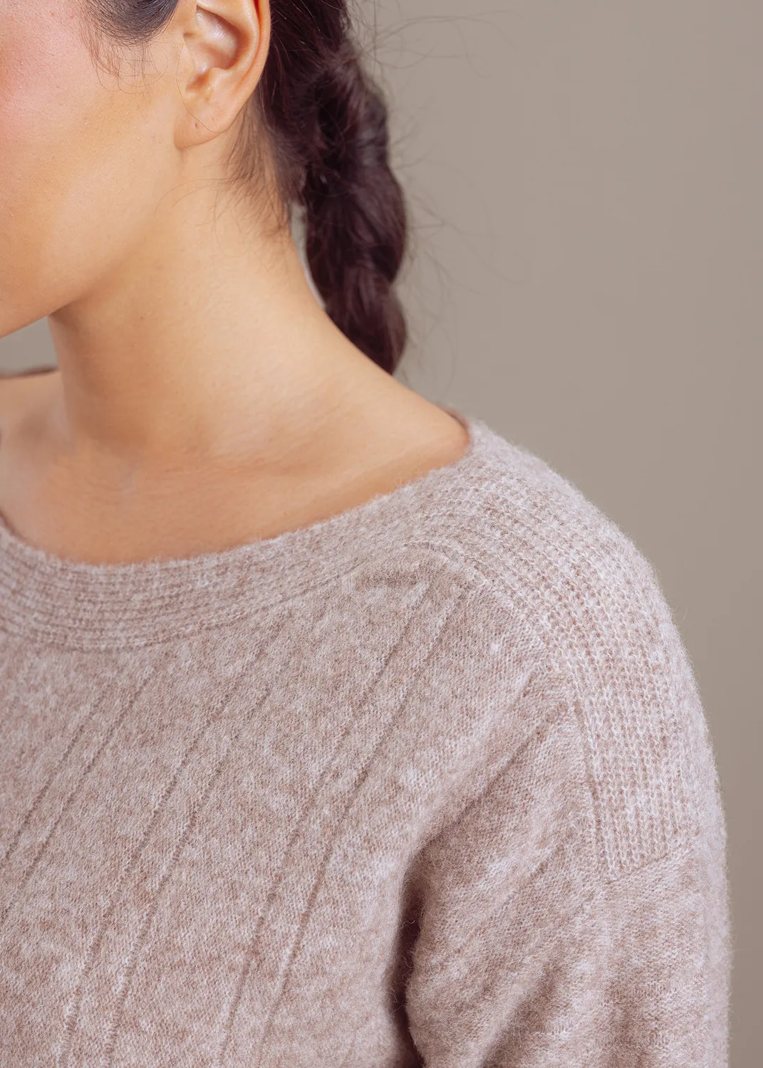 Senatex Alpaka-Woll-Mix Pullover Stone Rundhals