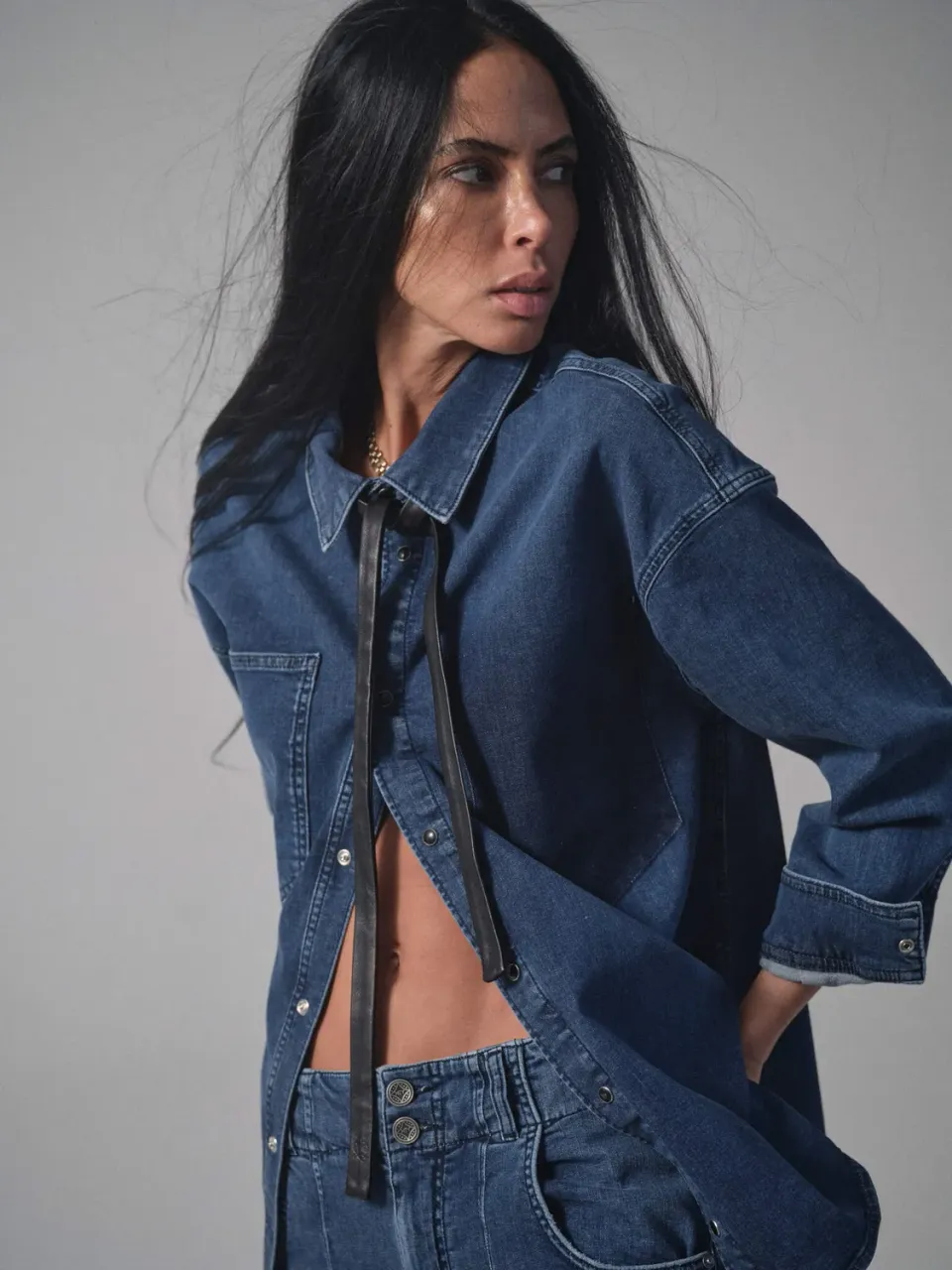 Mos Mosh MMHAll Time Denimhemd Dark Blue Denim Oversize