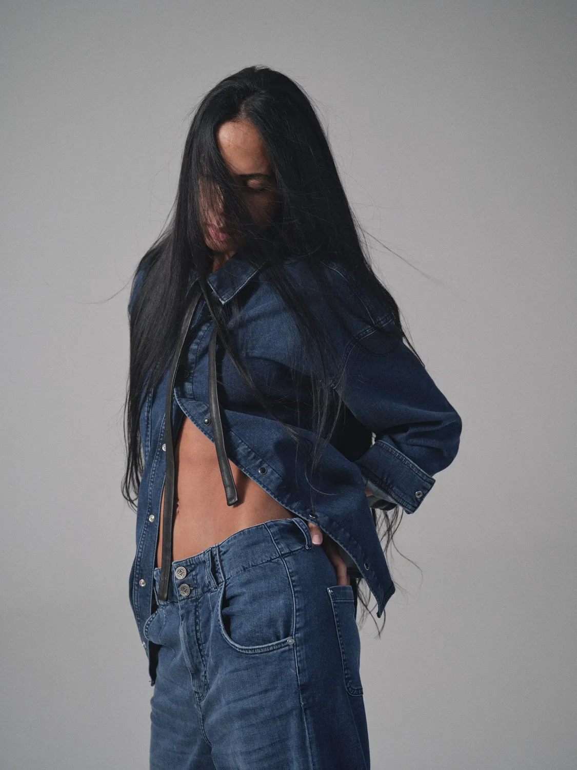Mos Mosh MMHNoble Time Wide Jeans Dark Blue Denim Lang