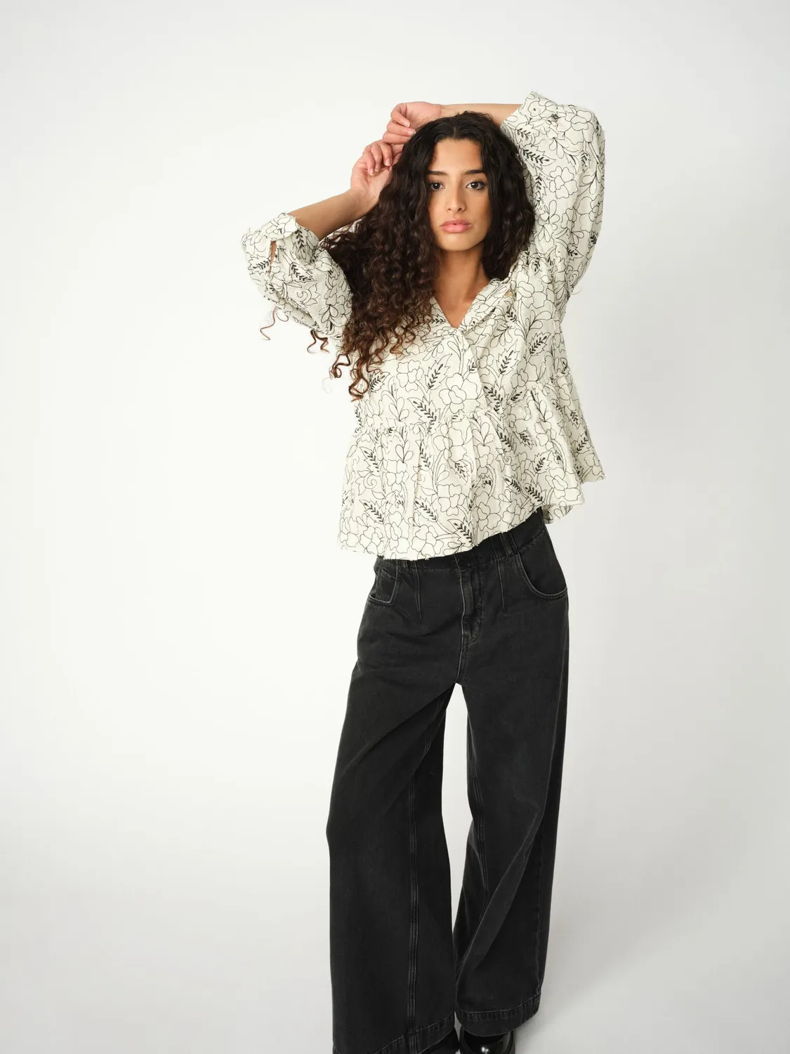 Mos Mosh MMHPoet Jacquard Bluse schwarz bestickt