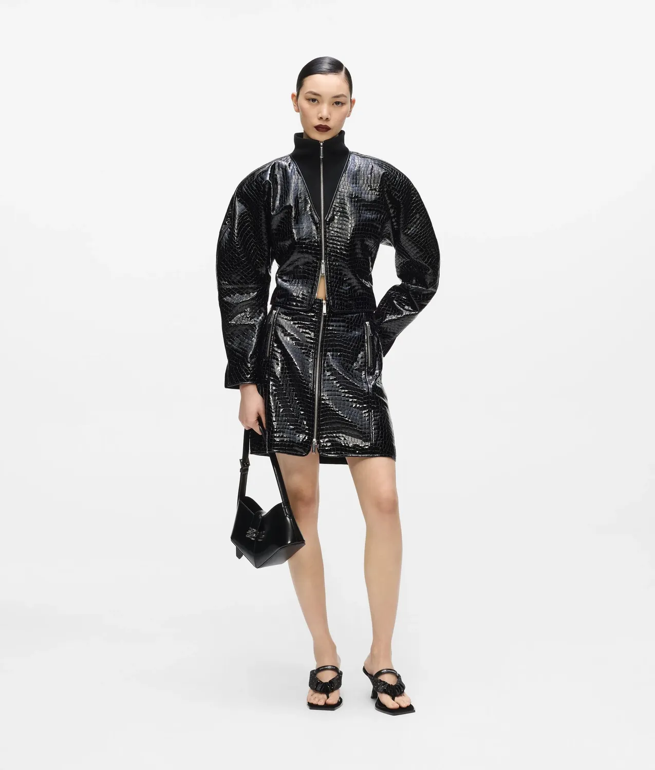 Karl Lagerfeld KL Studio Lederjacke Kroko Lammleder