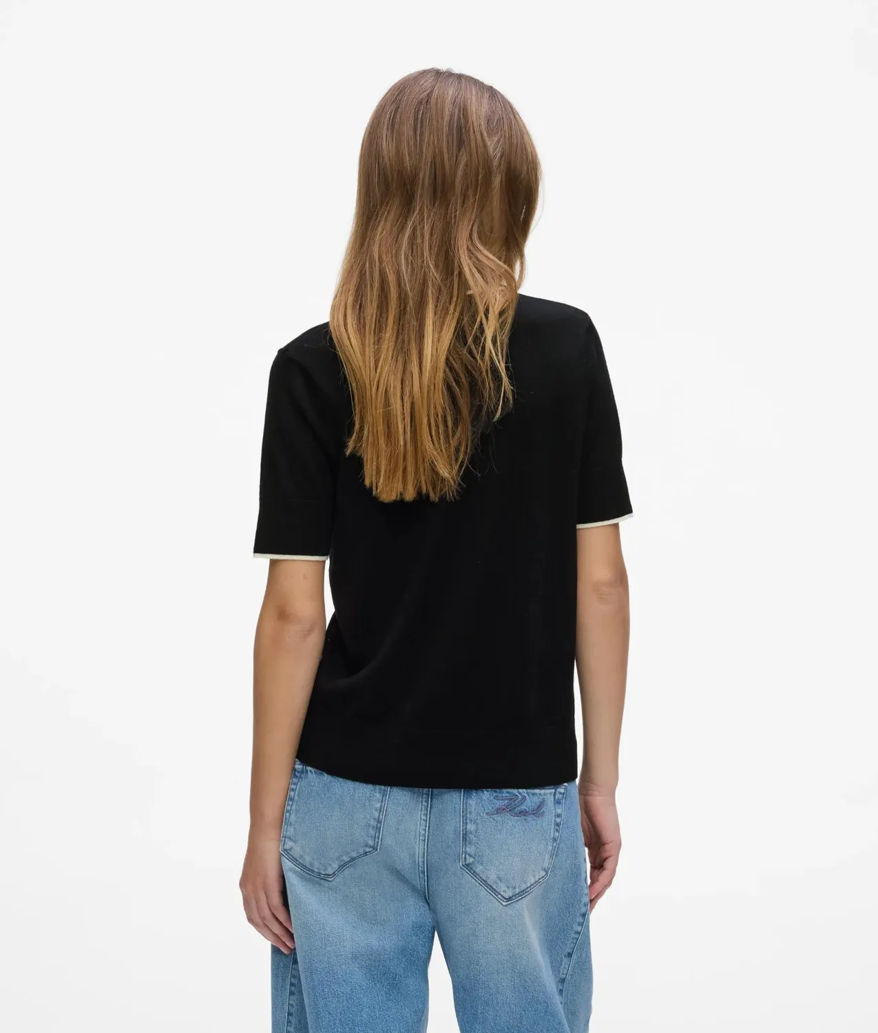 Karl Lagerfeld Merino Poloshirt Kurzarm mit Paspel