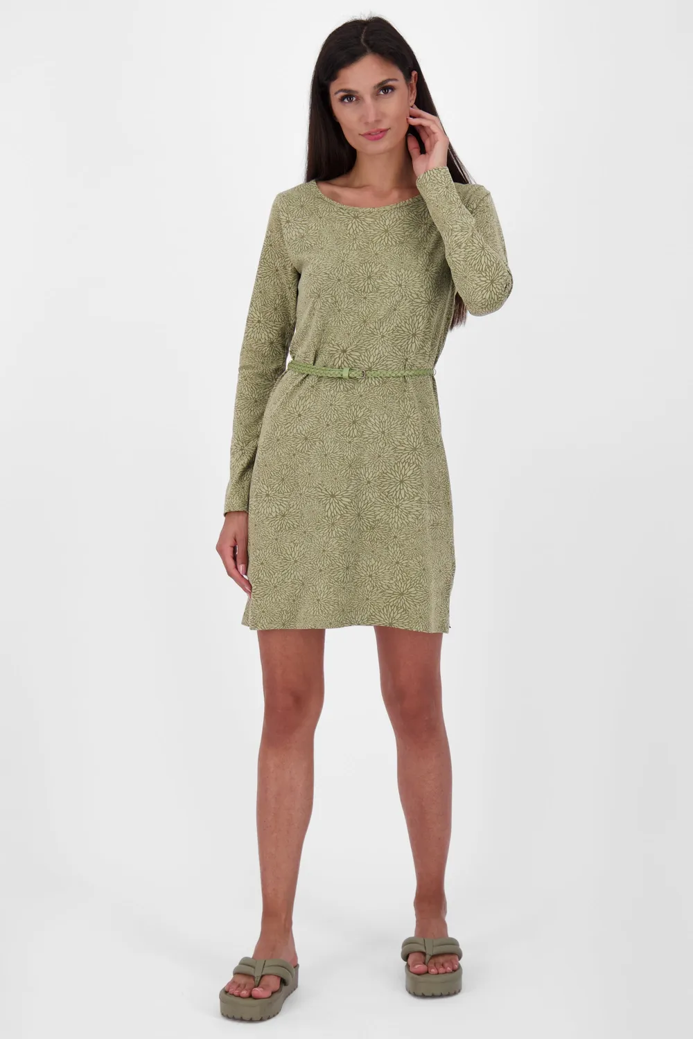 Alife & Kickin EllinAK B Jerseykleid Grün mit Gürtel