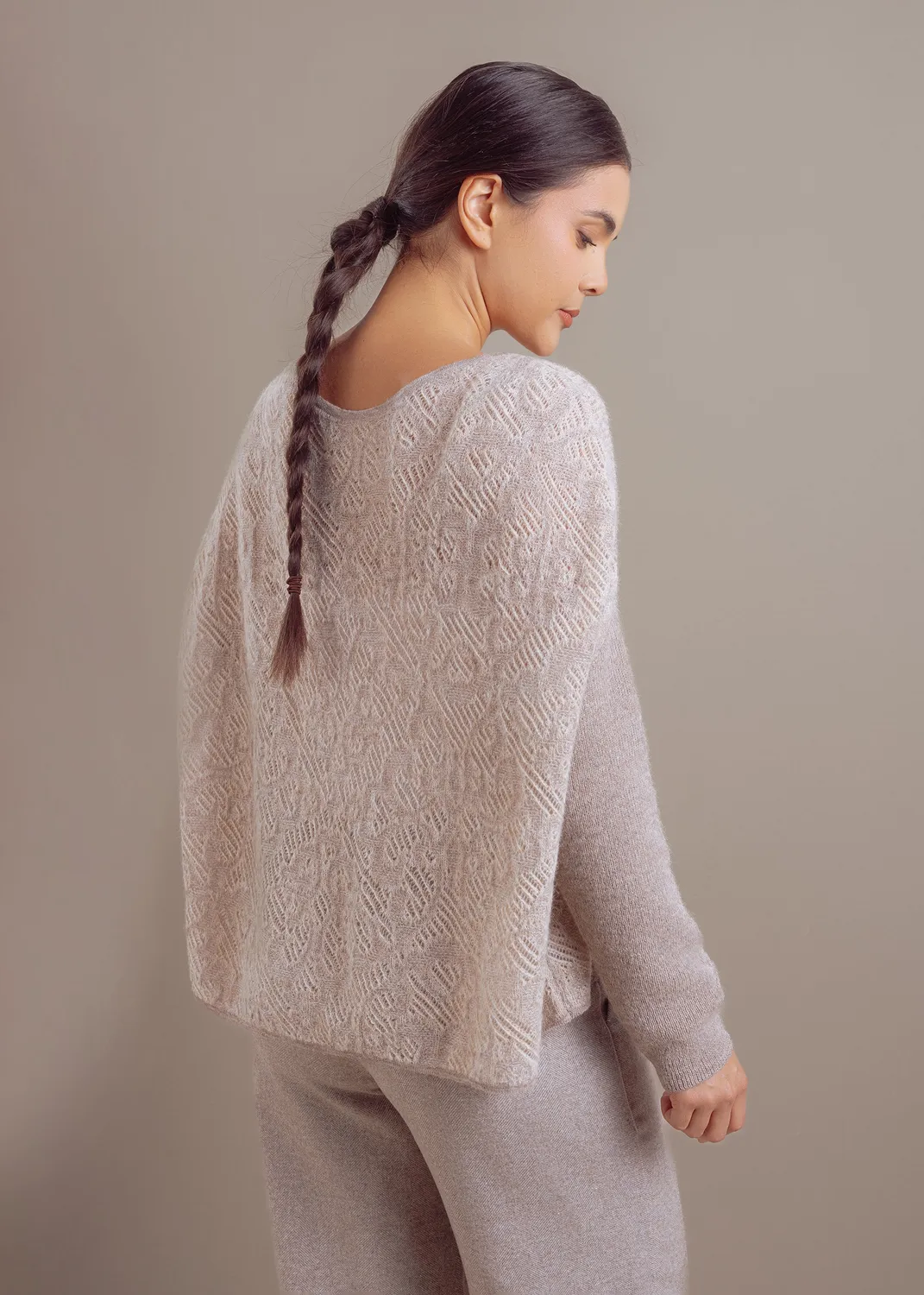 Senatex Pullover Alpaka-Merino Stone strukturiert