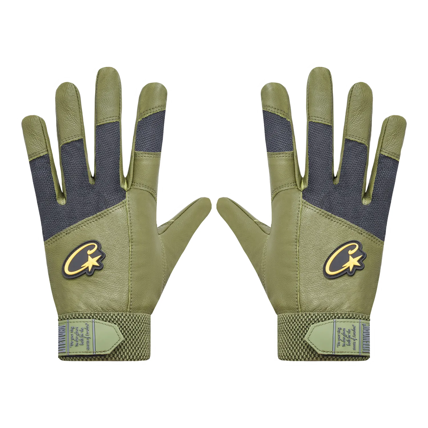 Corteiz Leather Gloves Handschuhe Grün Leder