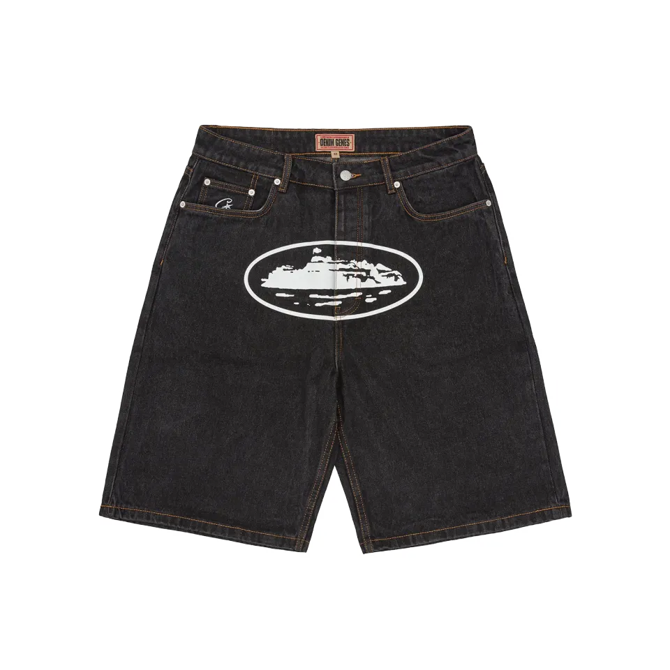 Corteiz Island Denim Shorts Washed Black gerade