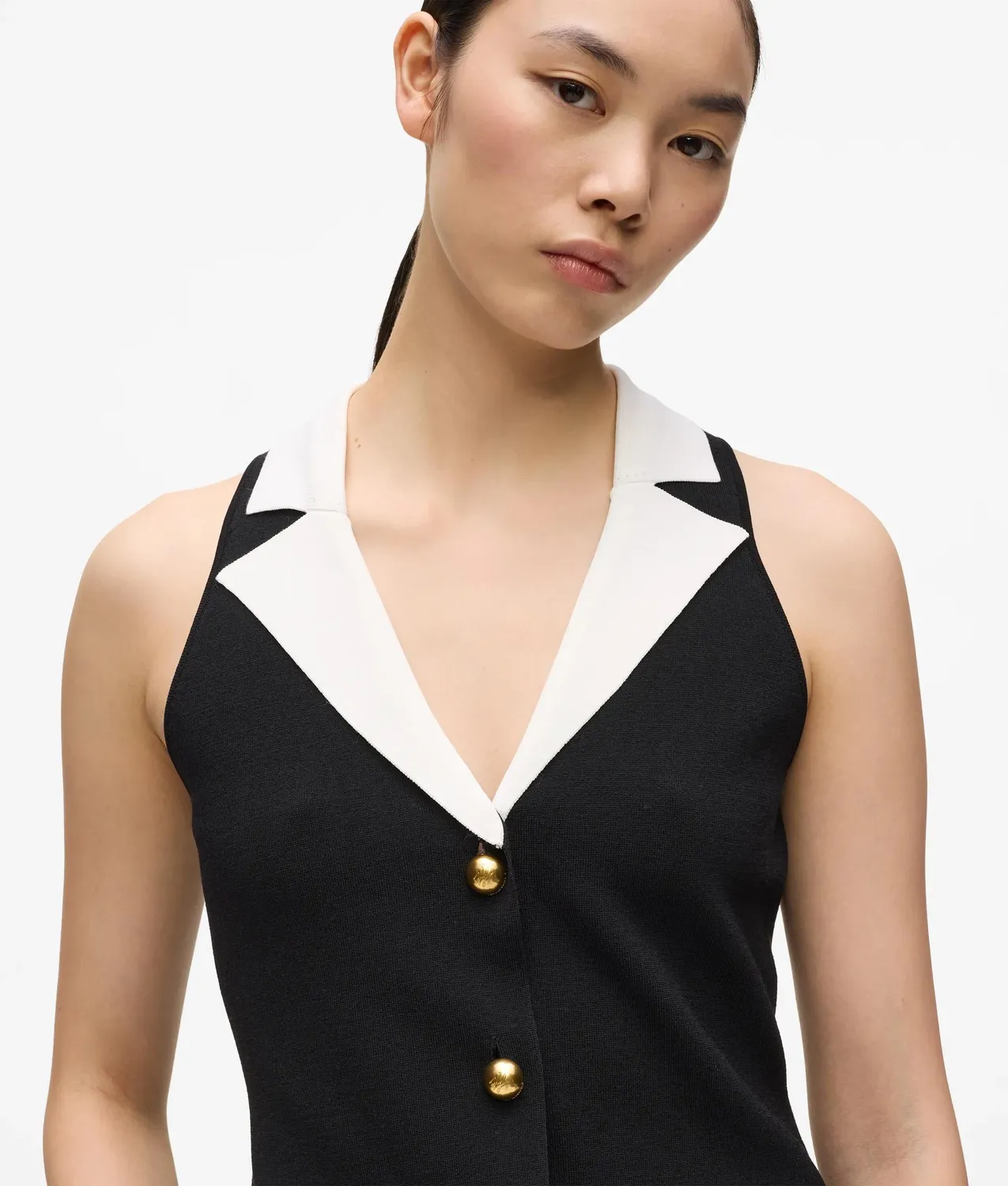 Karl Lagerfeld Tailored Stricktop weiß Kragen XS-XXL