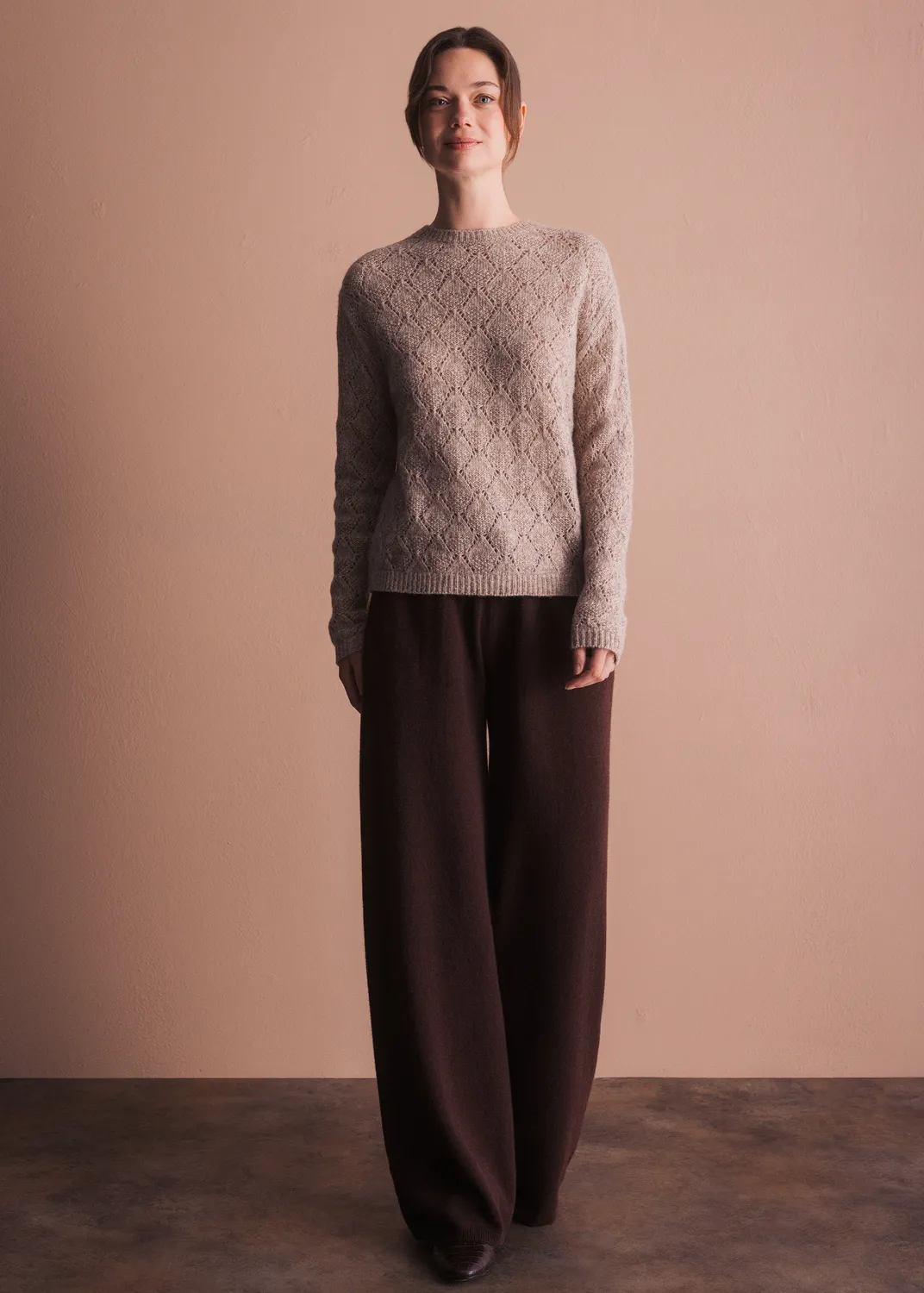 Senatex Pullover Ajourmuster Cream Baumwoll-Mix