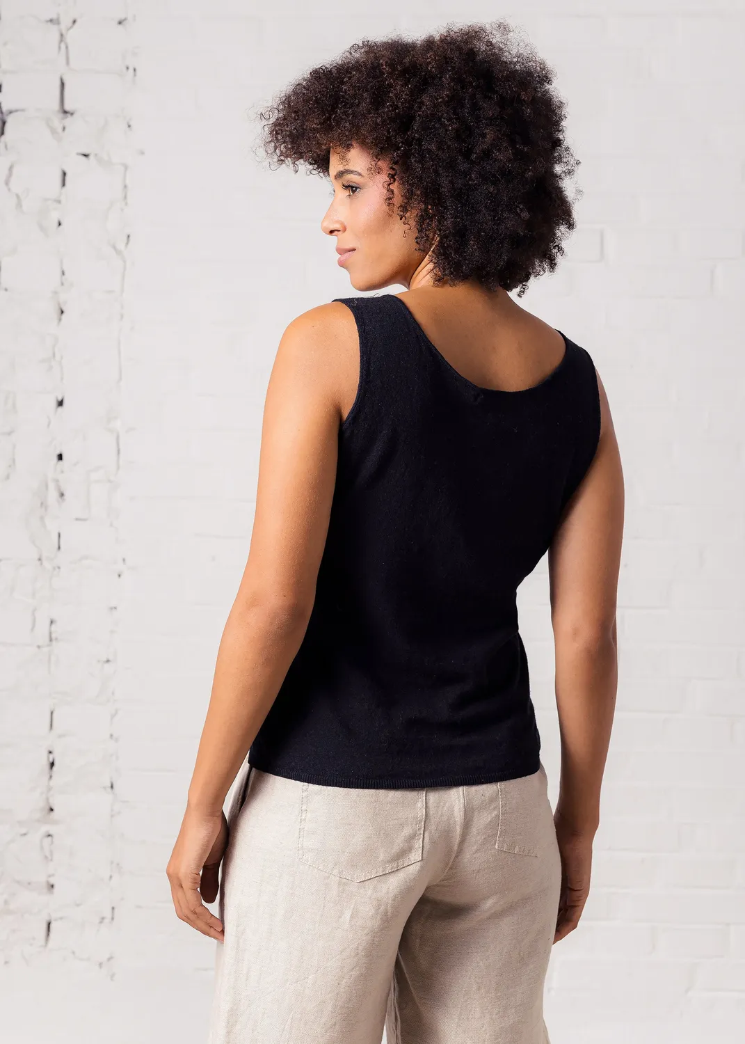 Senatex Top Leinen-Baumwolle Basic Black schlicht