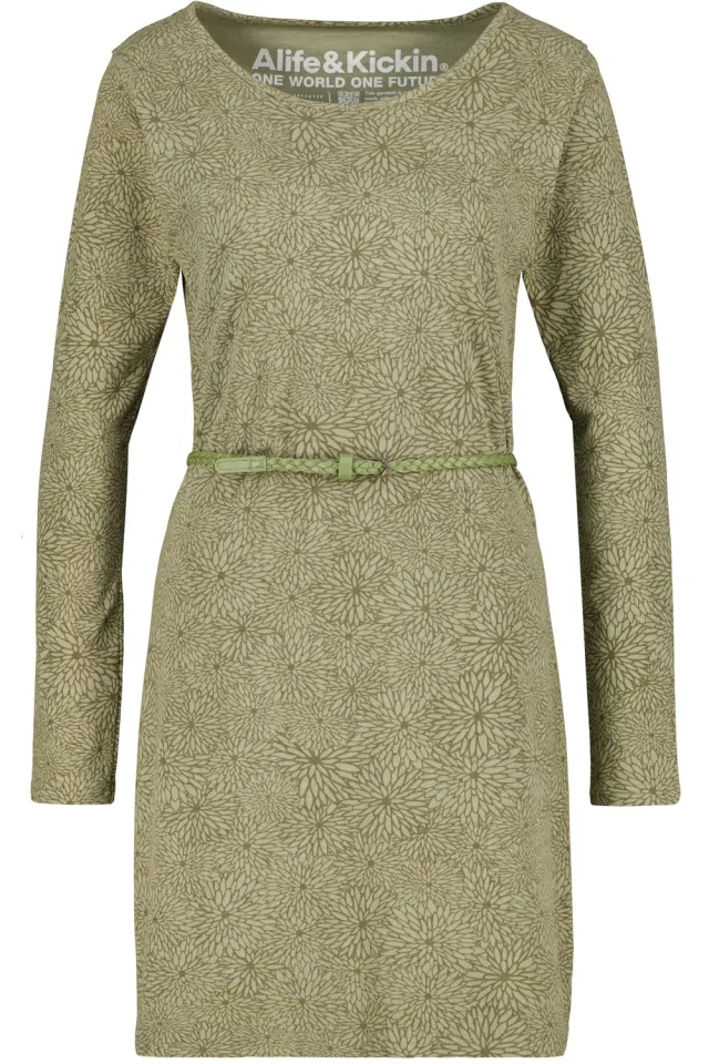 Alife & Kickin EllinAK B Jerseykleid Grün mit Gürtel
