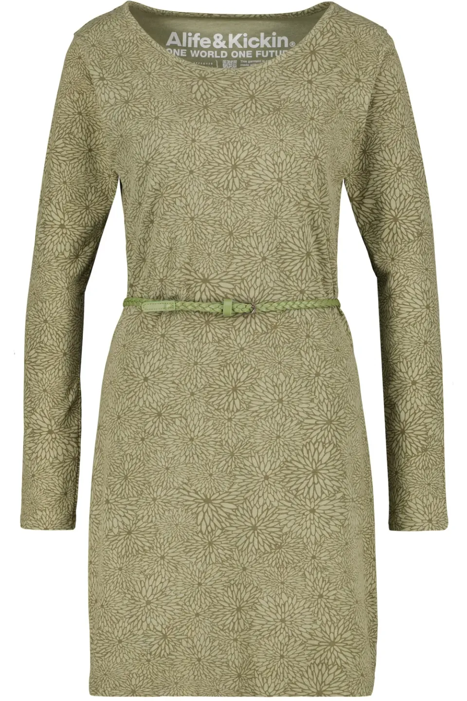 Alife & Kickin EllinAK B Jerseykleid Grün mit Gürtel