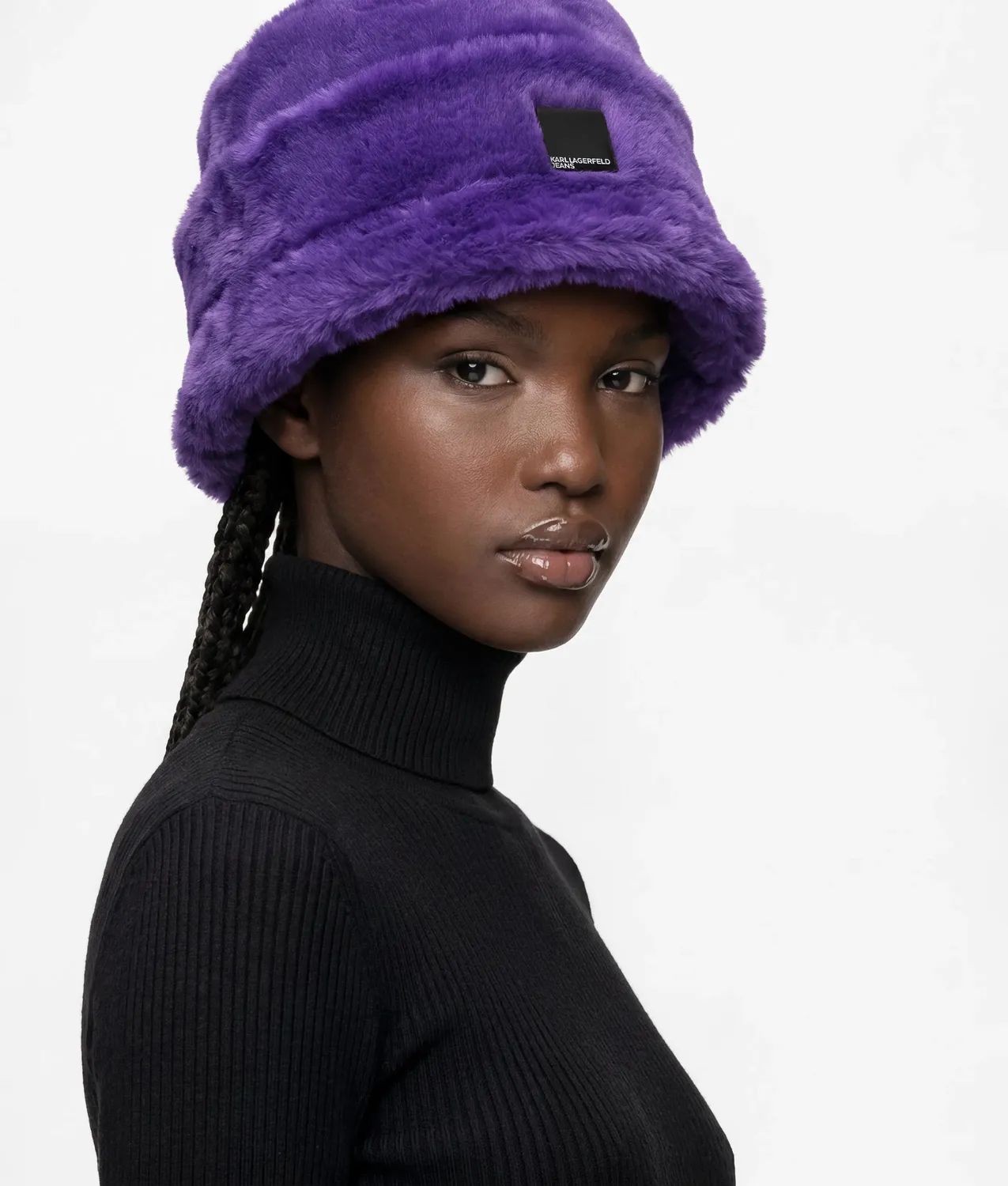 Karl Lagerfeld KL Jeans Fold-up Beanie Kunstfell