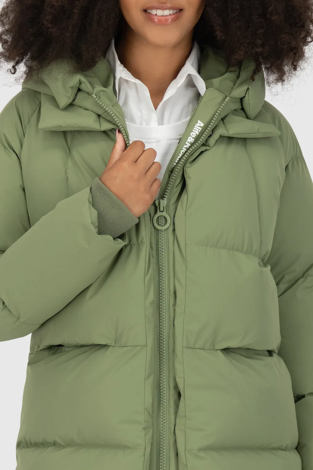 Alife & Kickin LykkeAK A Puffer Parka Damen grün gefüttert