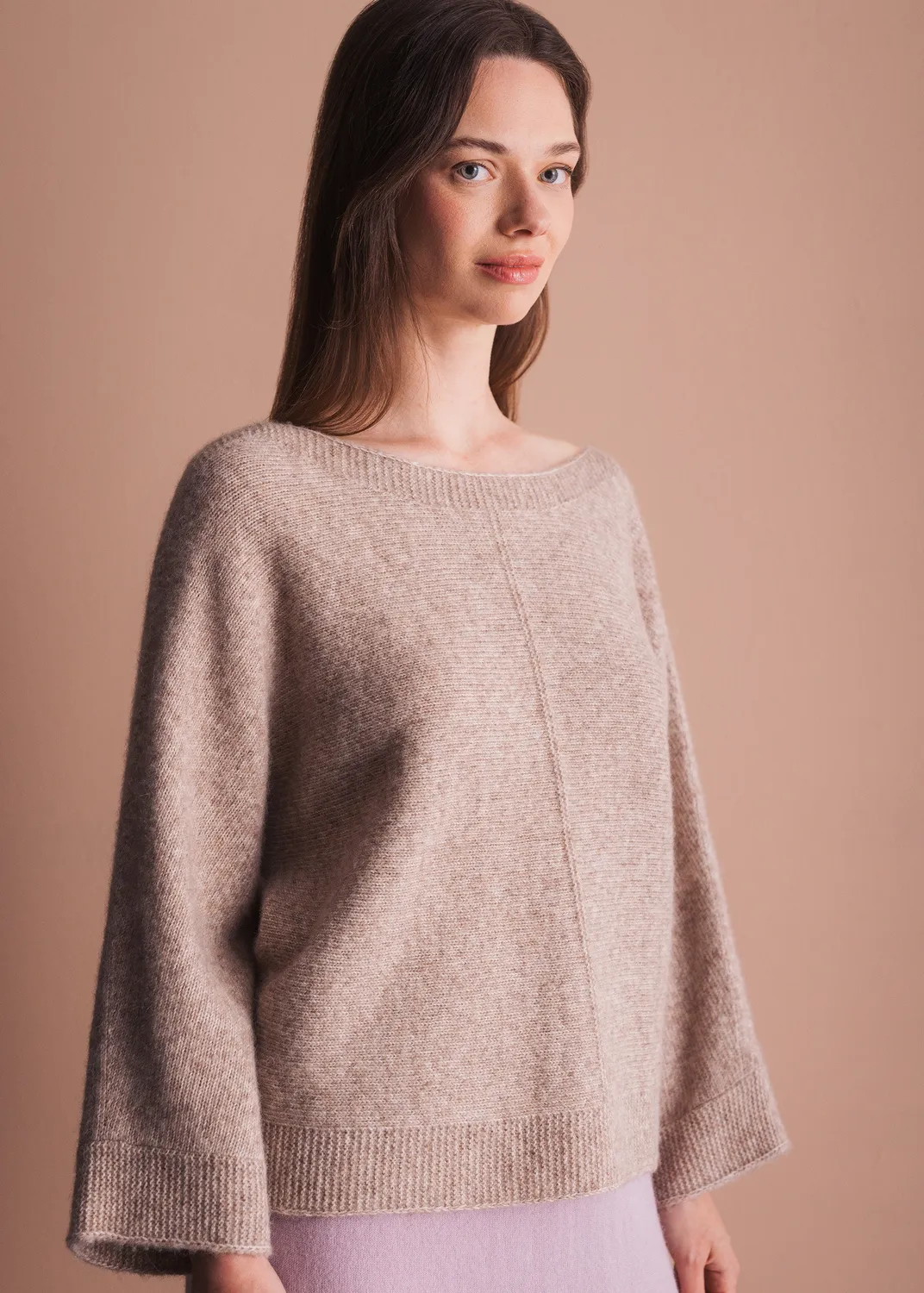 Senatex Pullover U-Ausschnitt Hazelnut Wolle Alpaka