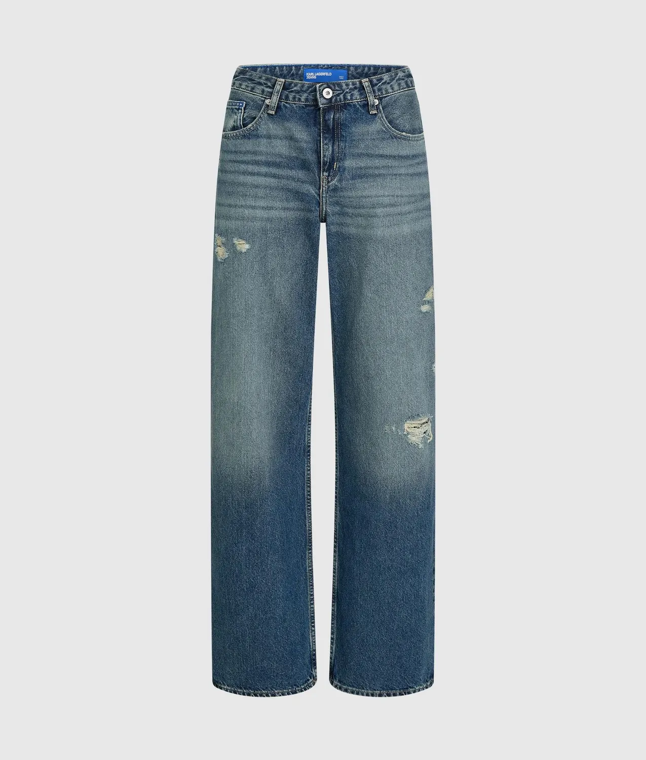 Karl Lagerfeld KL Jeans Distressed Relaxed Jeans Mid-Rise
