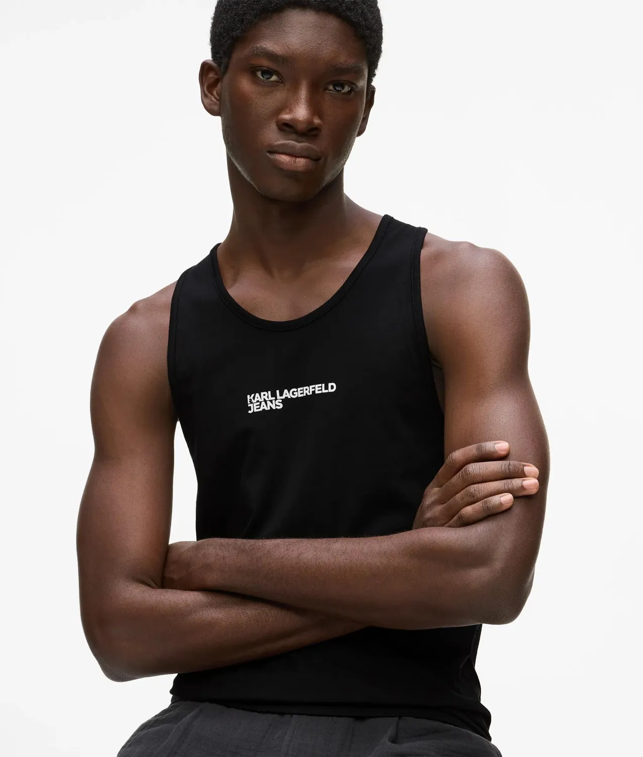 Karl Lagerfeld KL Jeans Logo Tank Top Baumwolle weiß