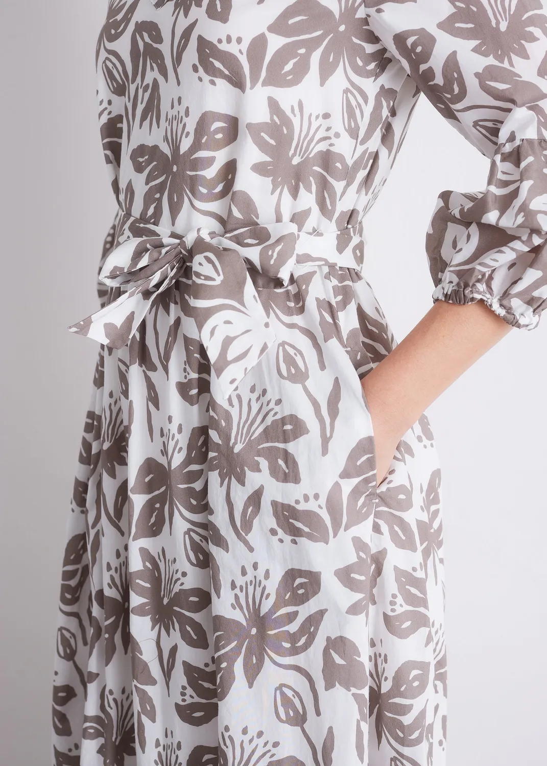 Senatex Midikleid OCS Baumwolle Kleid Mocca Flower Print