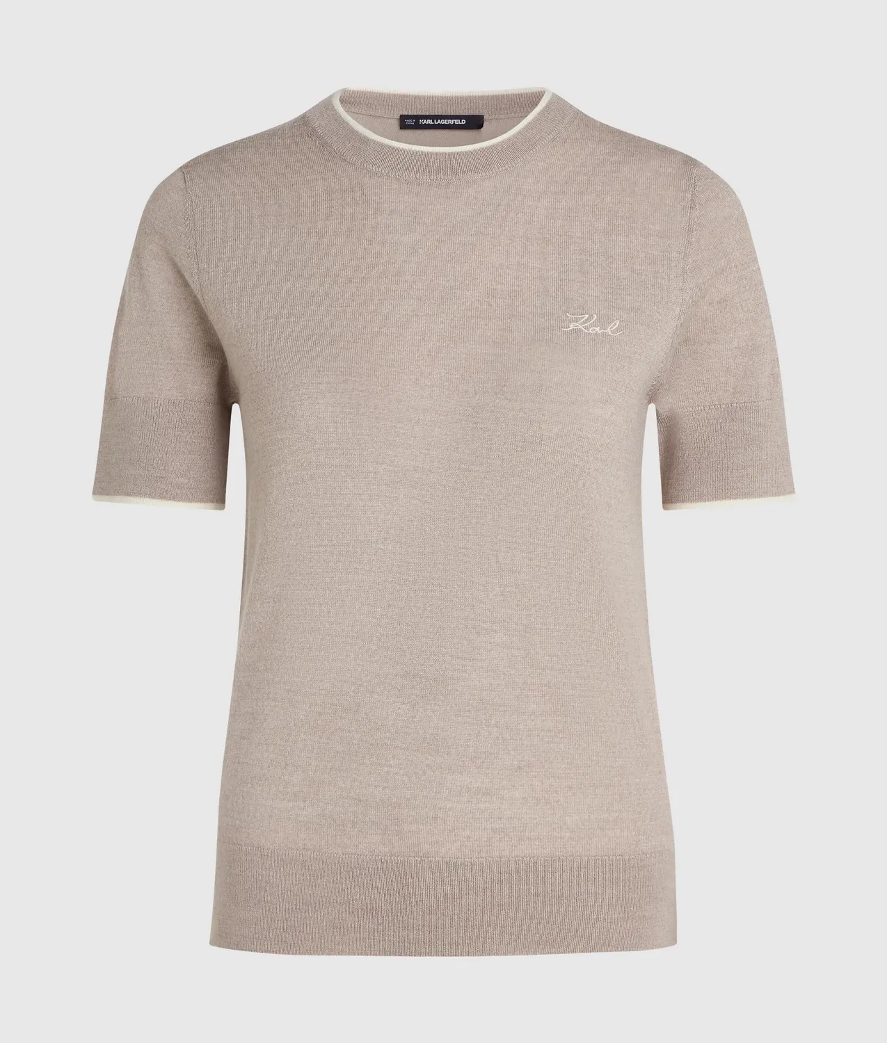 Karl Lagerfeld Merino T-Shirt Paspel Wolle