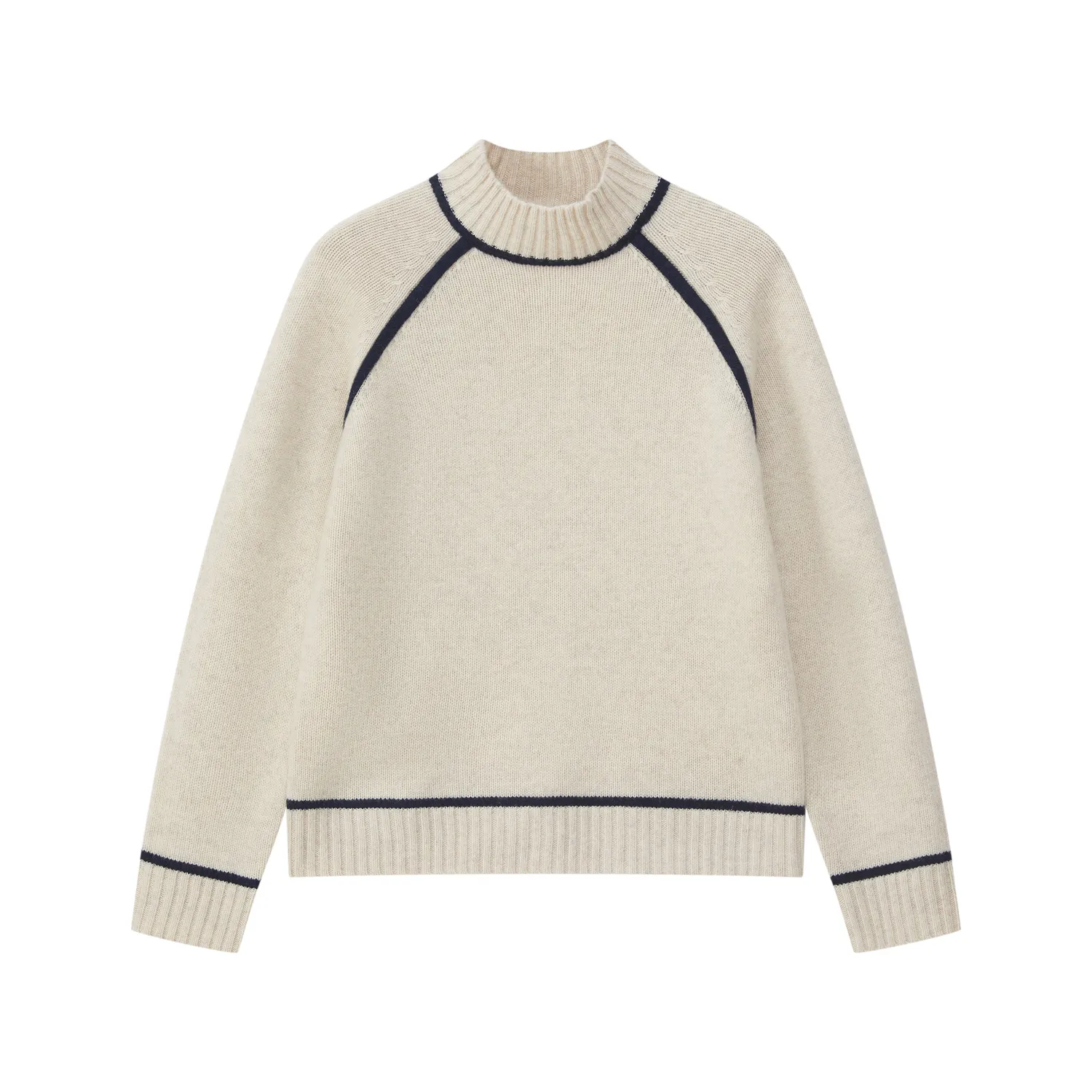 Senatex Rollkragen Pullover Merino Beige Combo