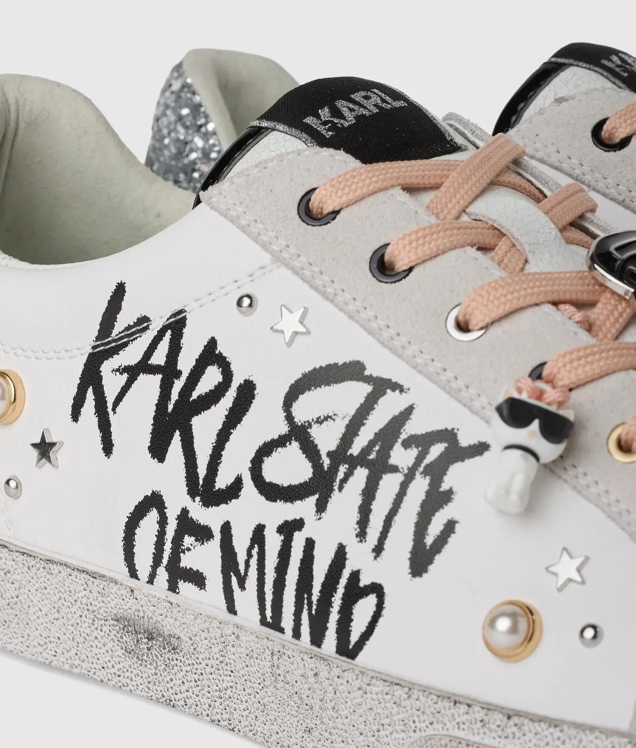 Karl Lagerfeld Skool Sneaker Nieten Glitzer Größe 38