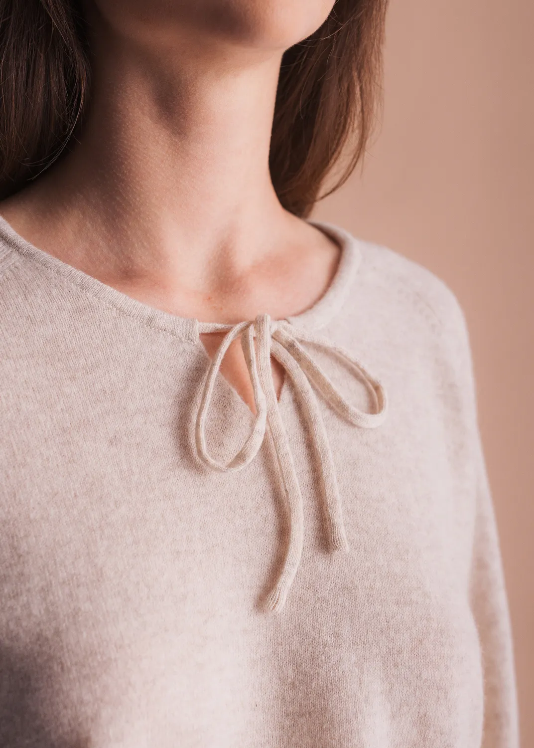Senatex Pullover Bindeband Rundhals Moss Merinowolle