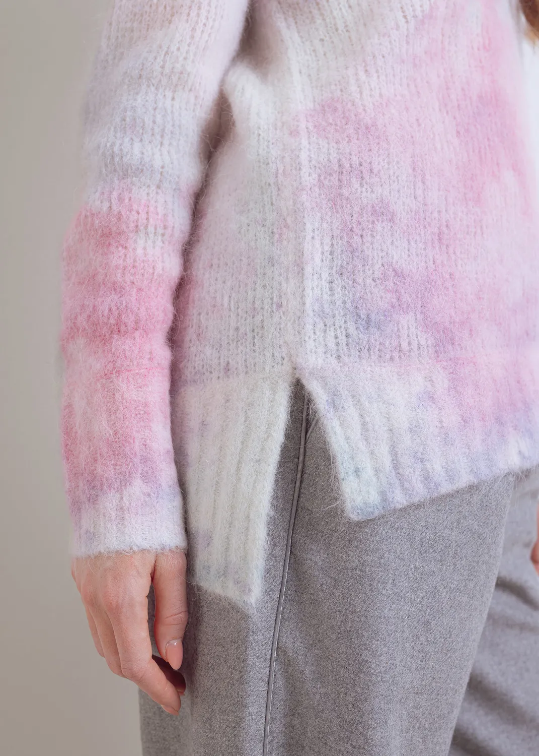 Senatex Watercolor-Print Pullover Cream Alpaka-Mix