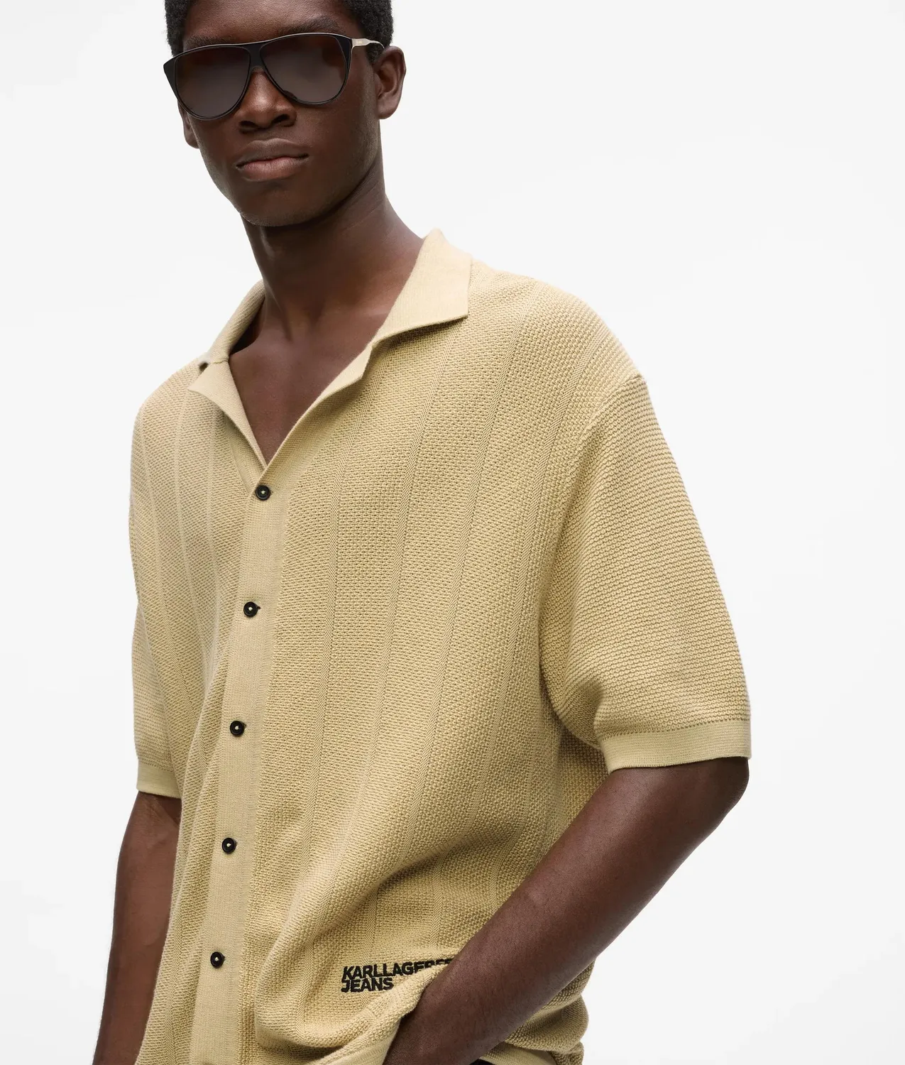 Karl Lagerfeld KL Jeans Strick-Polo Kurzarm Knopfleiste
