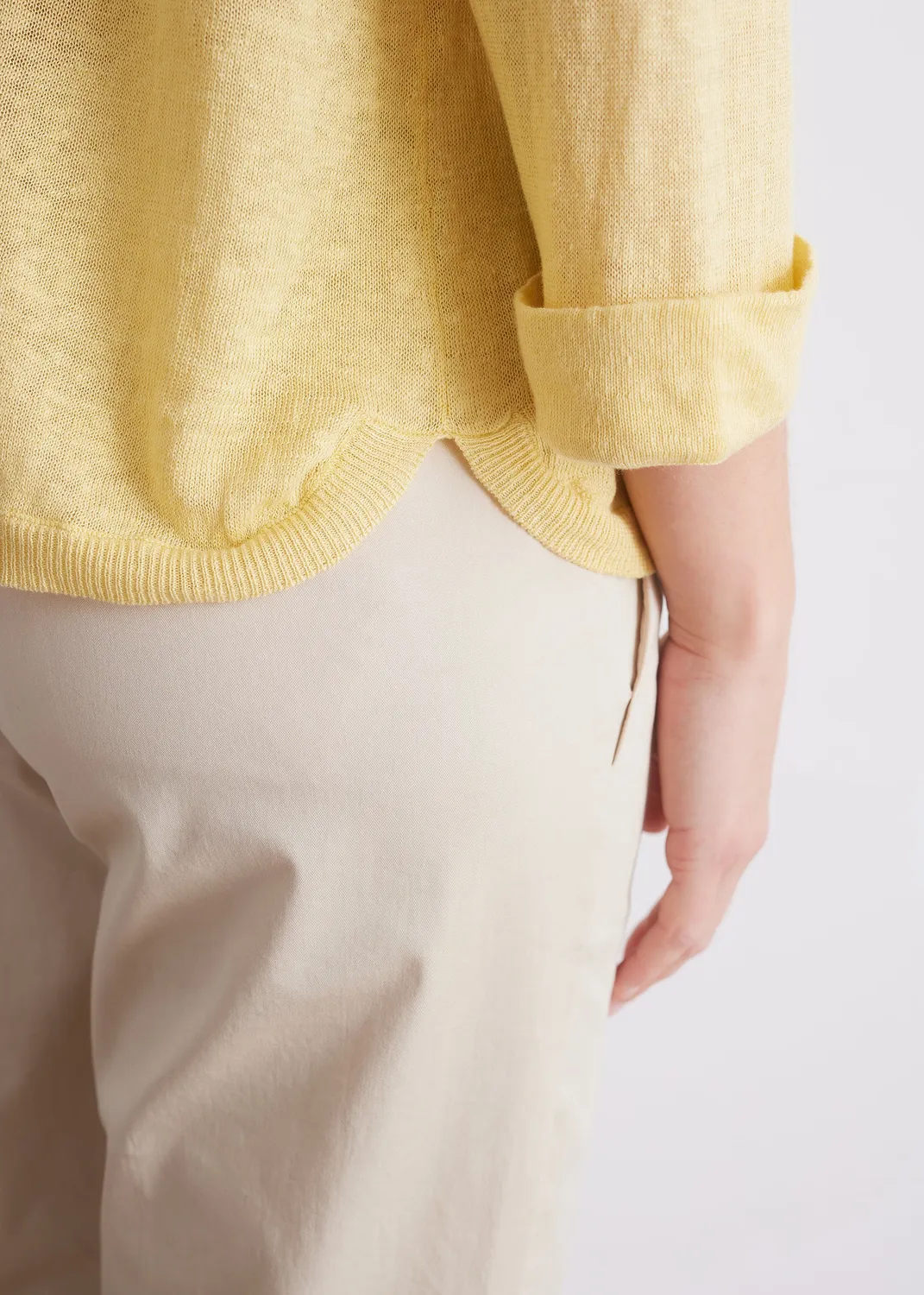 Senatex Leinenpullover Rundhals Mocca 3/4-Arm