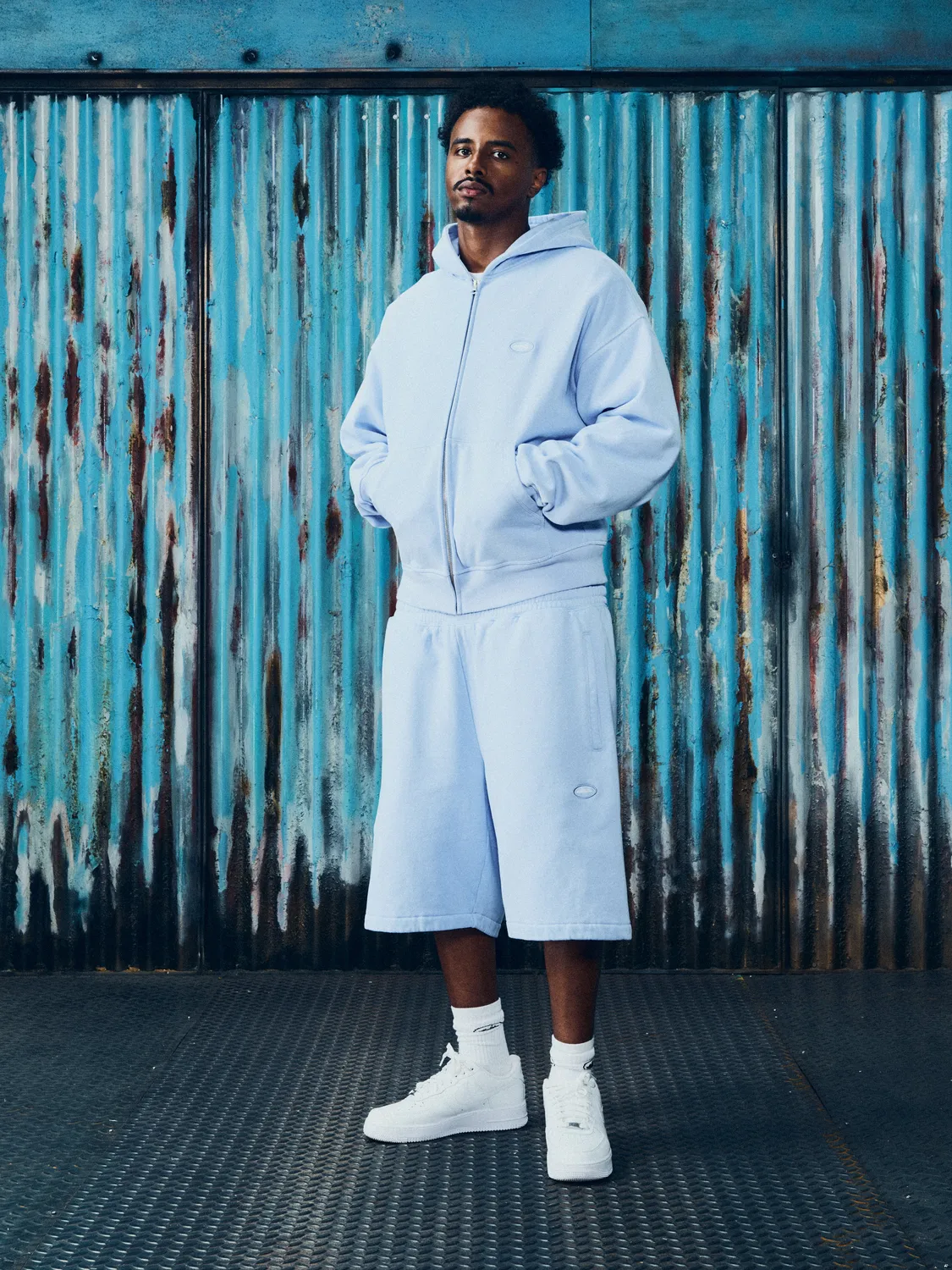 Corteiz Mini Island Zip Hoodie Baby Blue 440 GSM Boxy