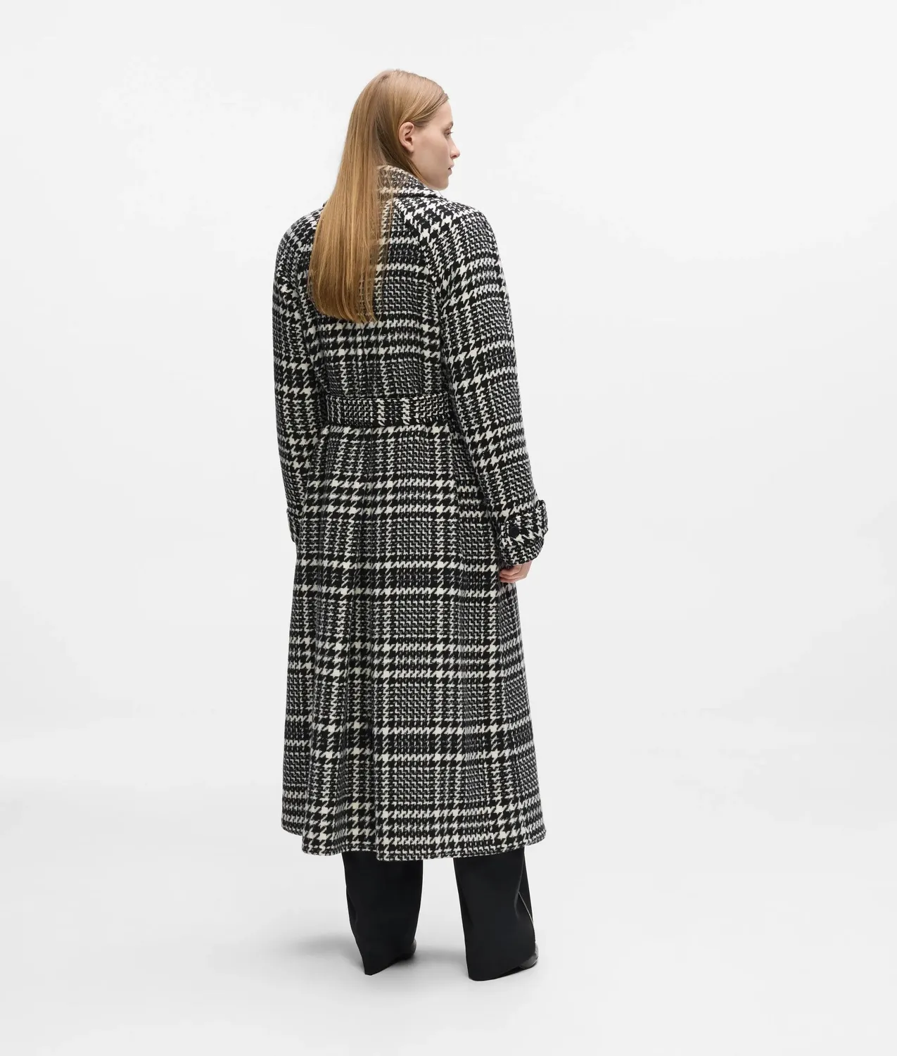 Karl Lagerfeld Hahnentritt Mantel Wollmix Gürtel