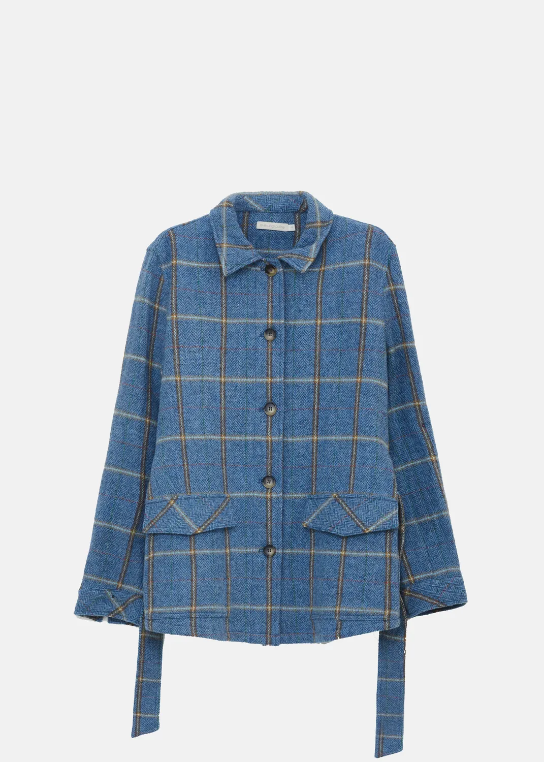 Senatex Karierte Wolljacke Denim Check Reine Wolle