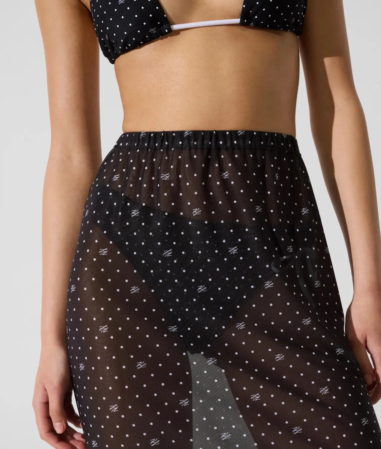 Karl Lagerfeld Polka Dot Mesh Pareo Maxi transparent