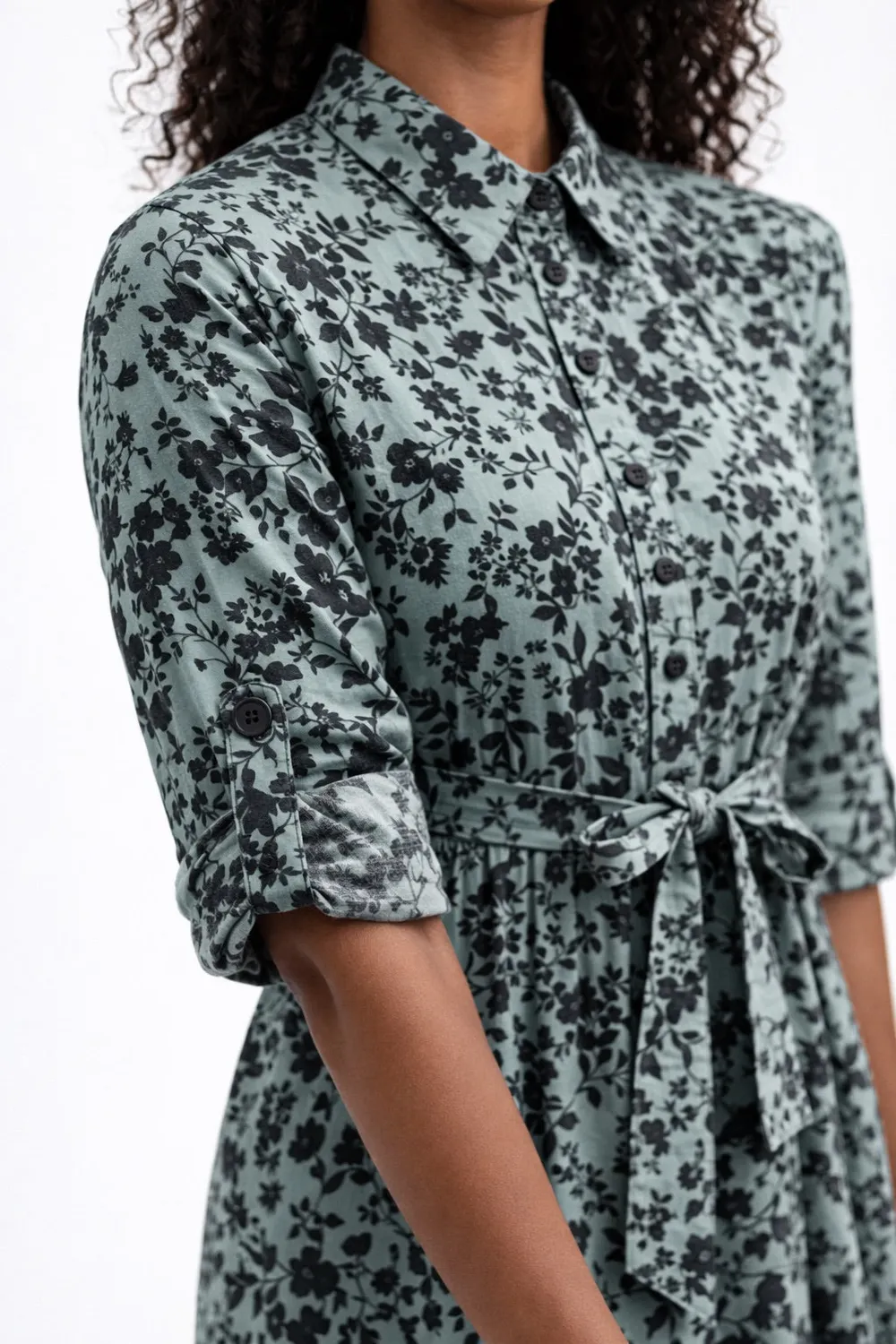 Gloriette Flower Print Minikleid Grün Baumwolle