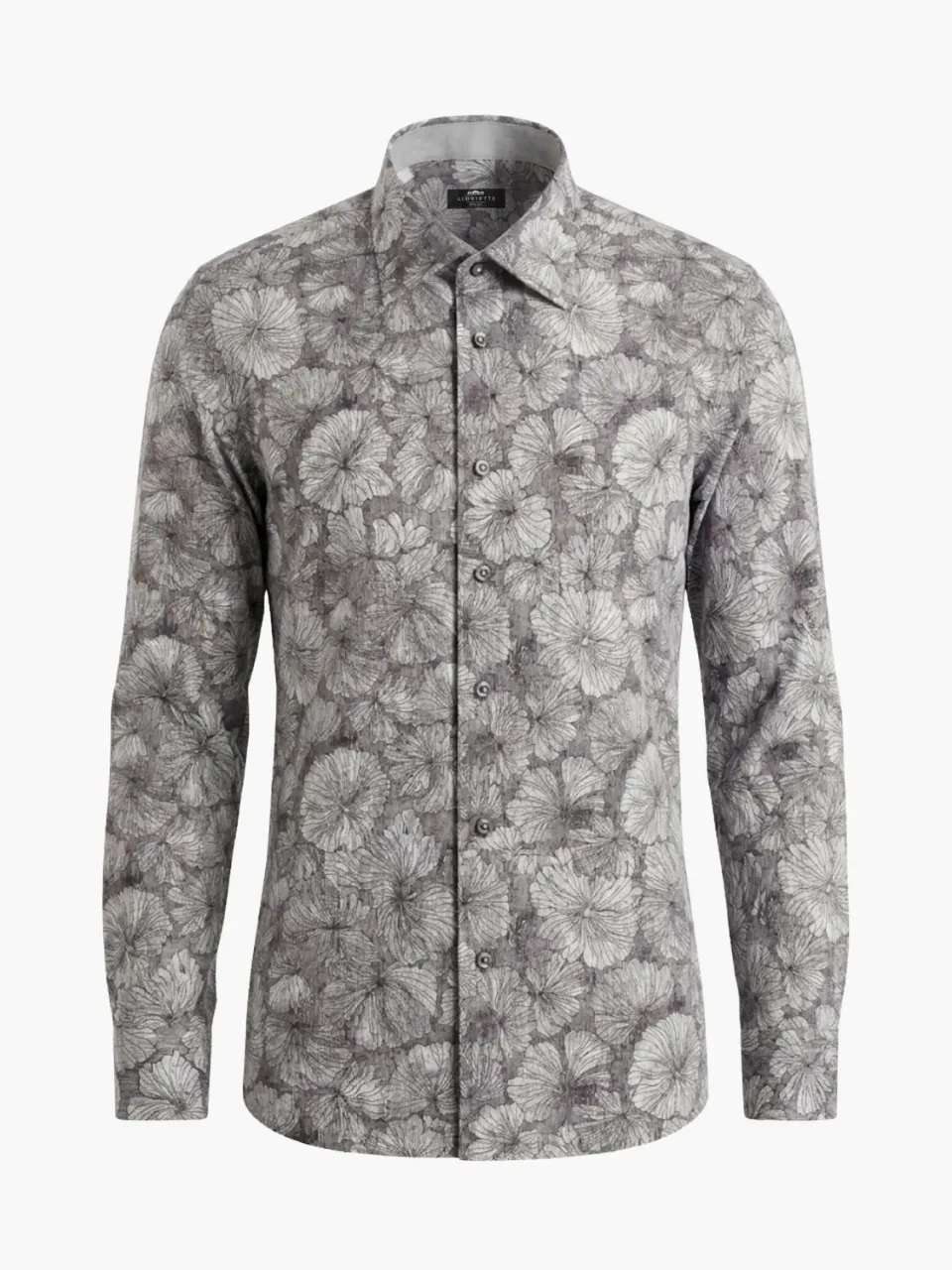 Gloriette Hemd Fashion Fit Floral Allover Herrenhemd grau gemustert