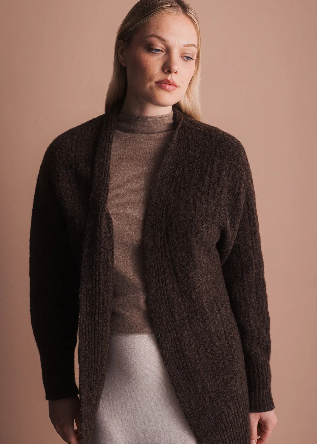 Senatex Strickjacke offen Wolle-Baumwolle Moss Cardigan