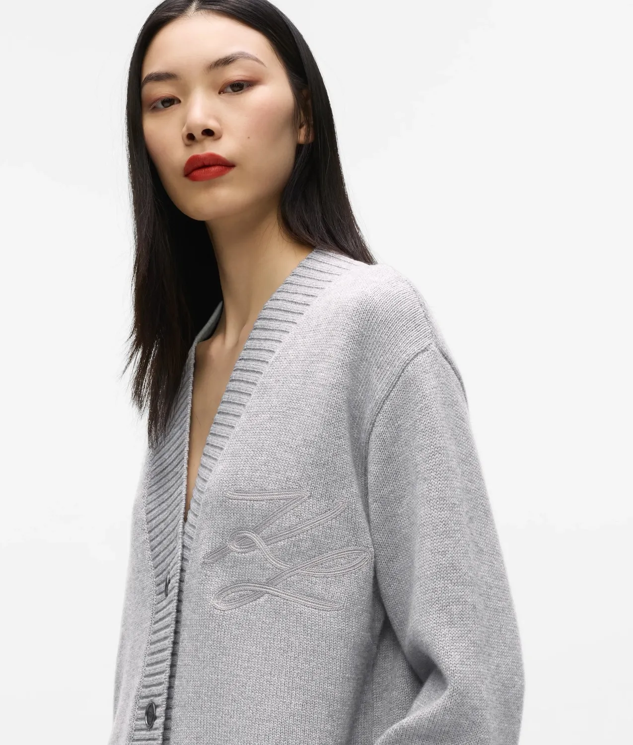 Karl Lagerfeld Soutache Cardigan Wollmix gerippt