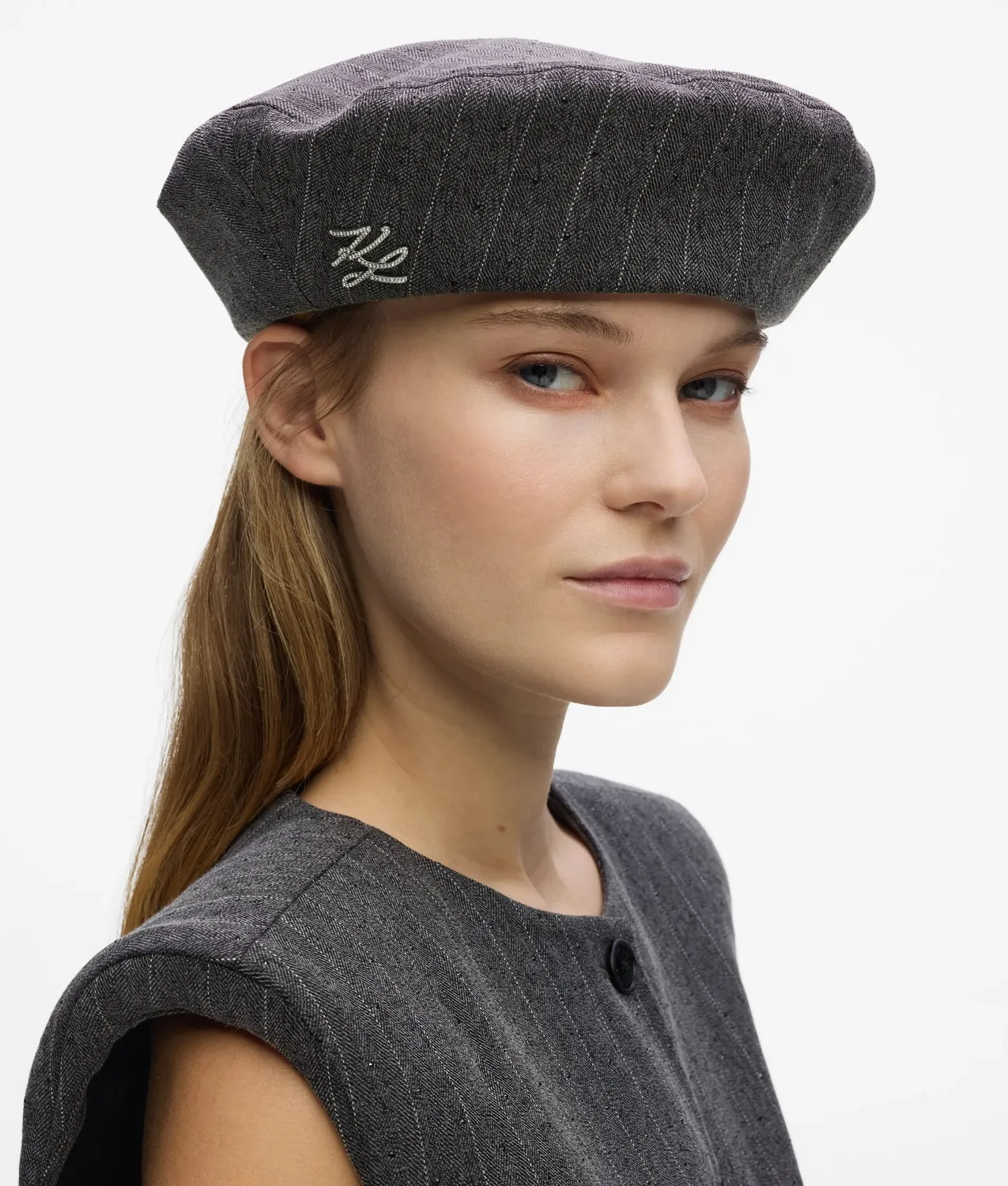 Karl Lagerfeld K/Autograph Beret Pinstripe Nadelstreifen