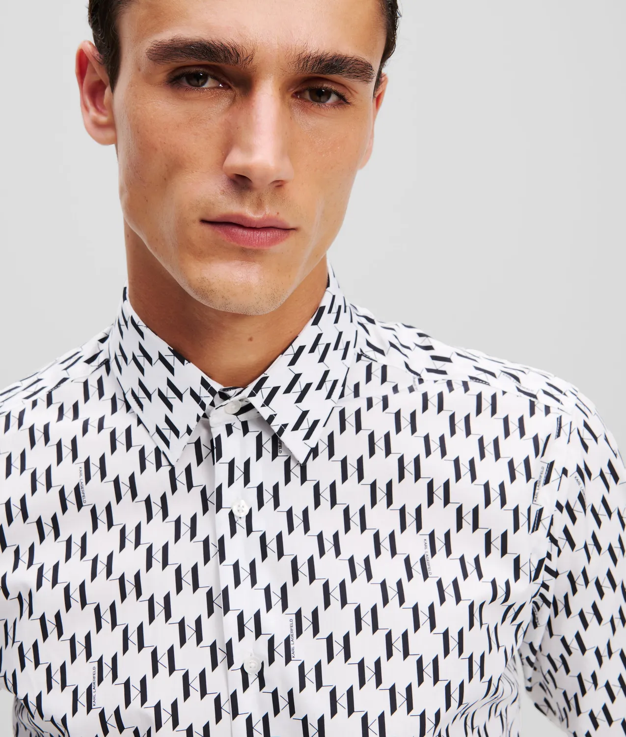 Karl Lagerfeld Monogram Hemd Herren Allover Kentkragen