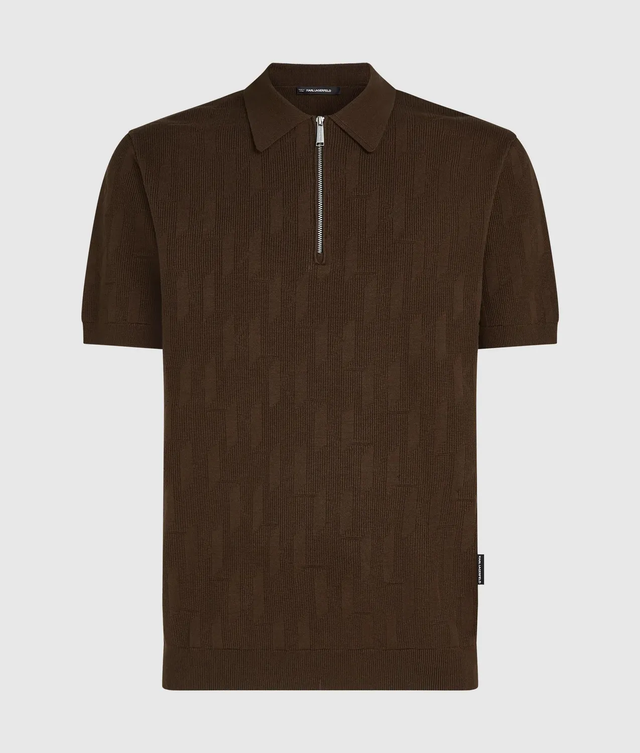 Karl Lagerfeld Monogram Zip Polohemd Jacquard