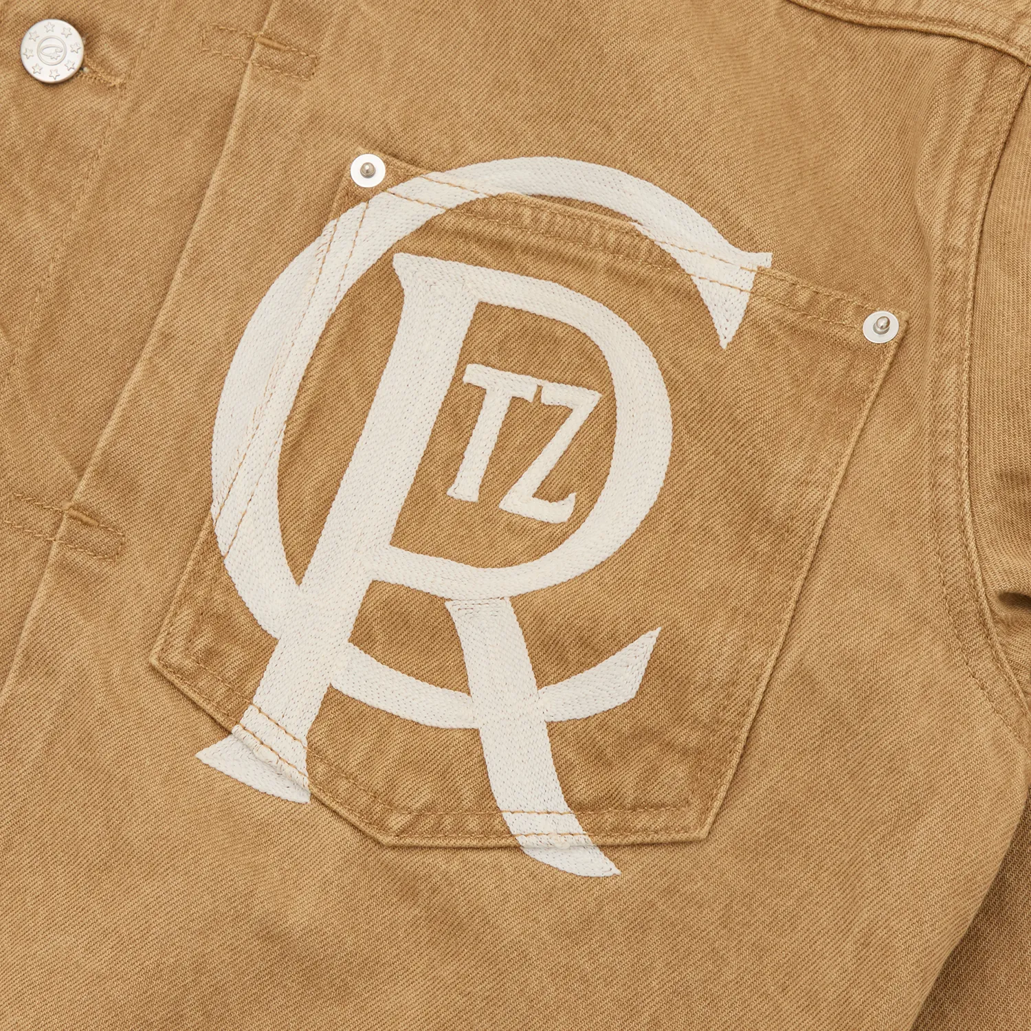 Corteiz Crest Chainstitch Jeansjacke Tan 14oz Denim