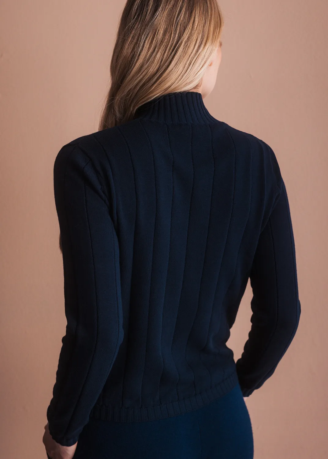 Senatex Pullover mit Stehkragen Baumwollpullover Navy XS GOTS